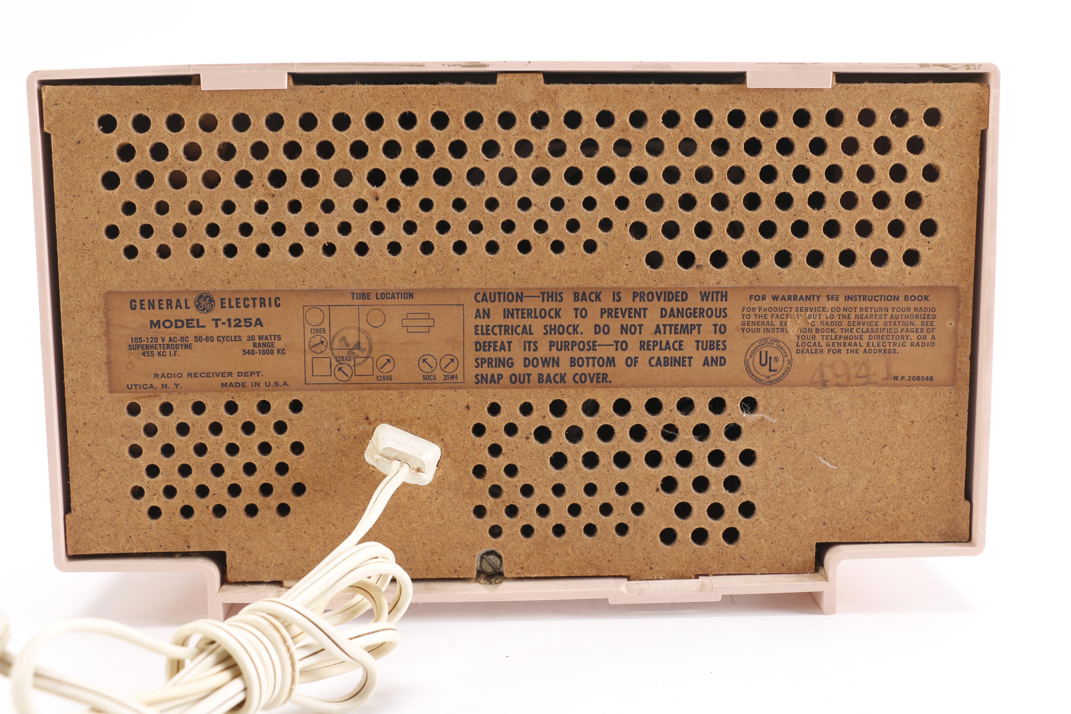 Vintage Pink Plastic GE Radio and Contemporary Alarm Clock