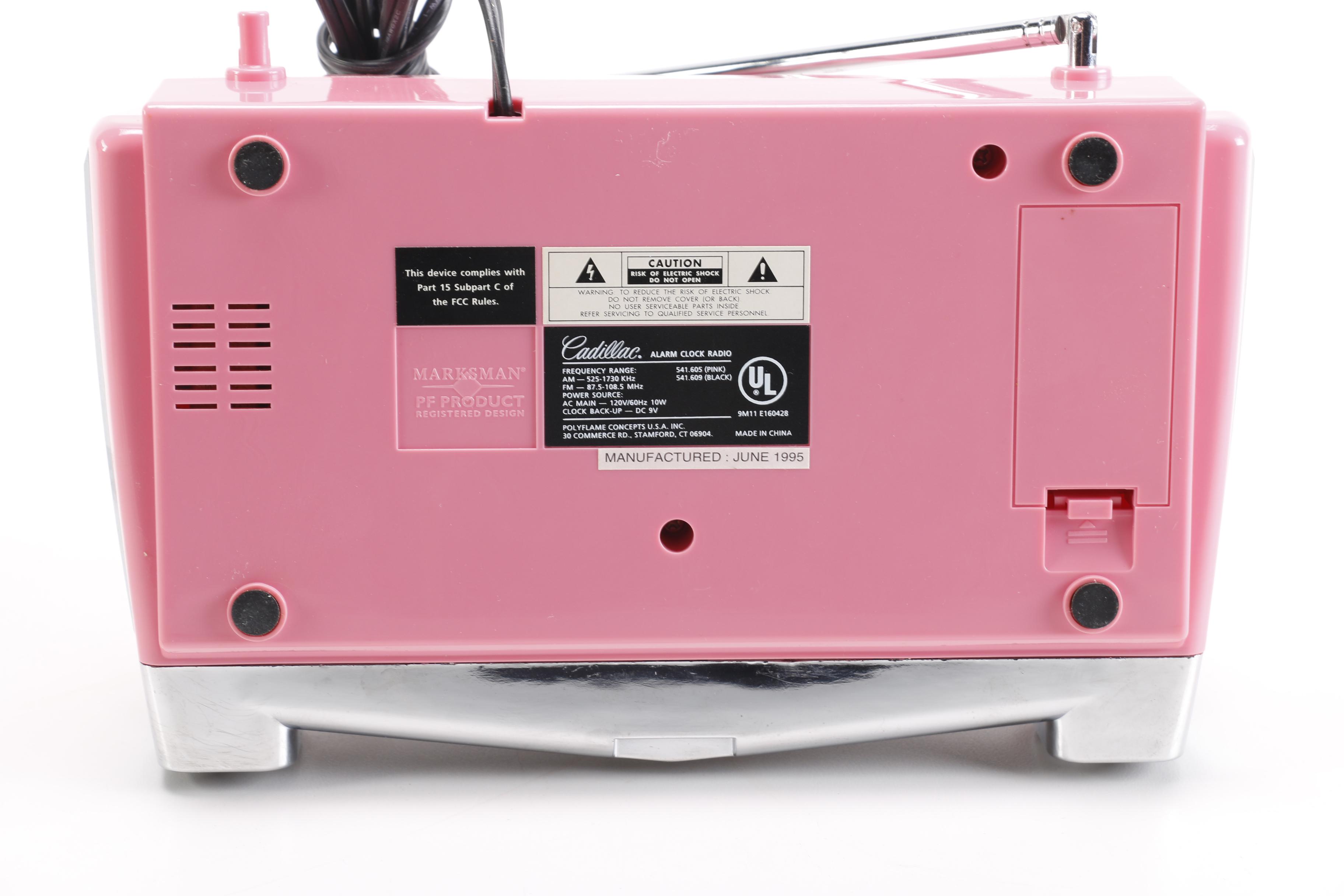 Vintage Pink Plastic GE Radio and Contemporary Alarm Clock