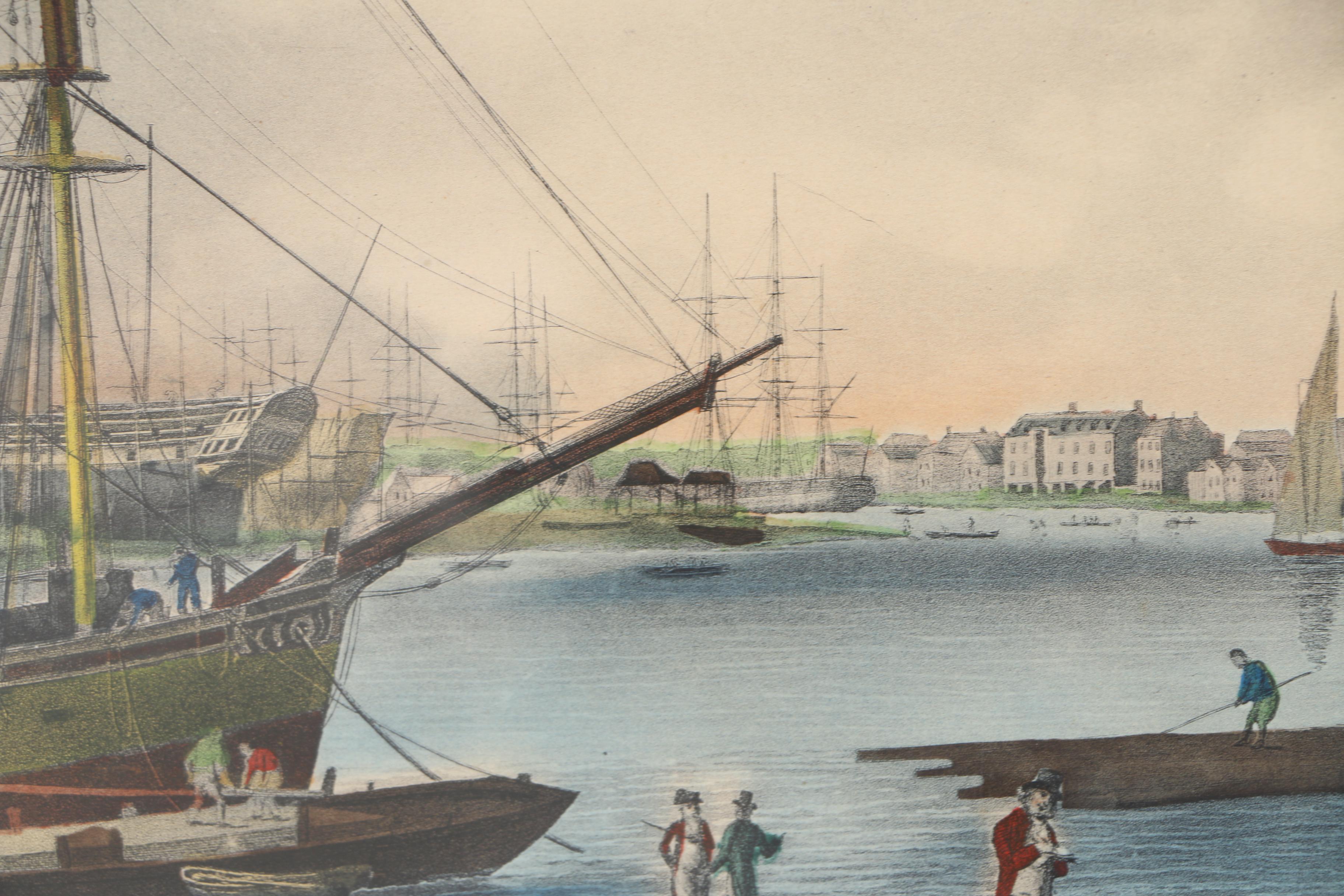 Robert Dodd Hand Colored Lithograph "View of the River & Shipping at Simehoute"