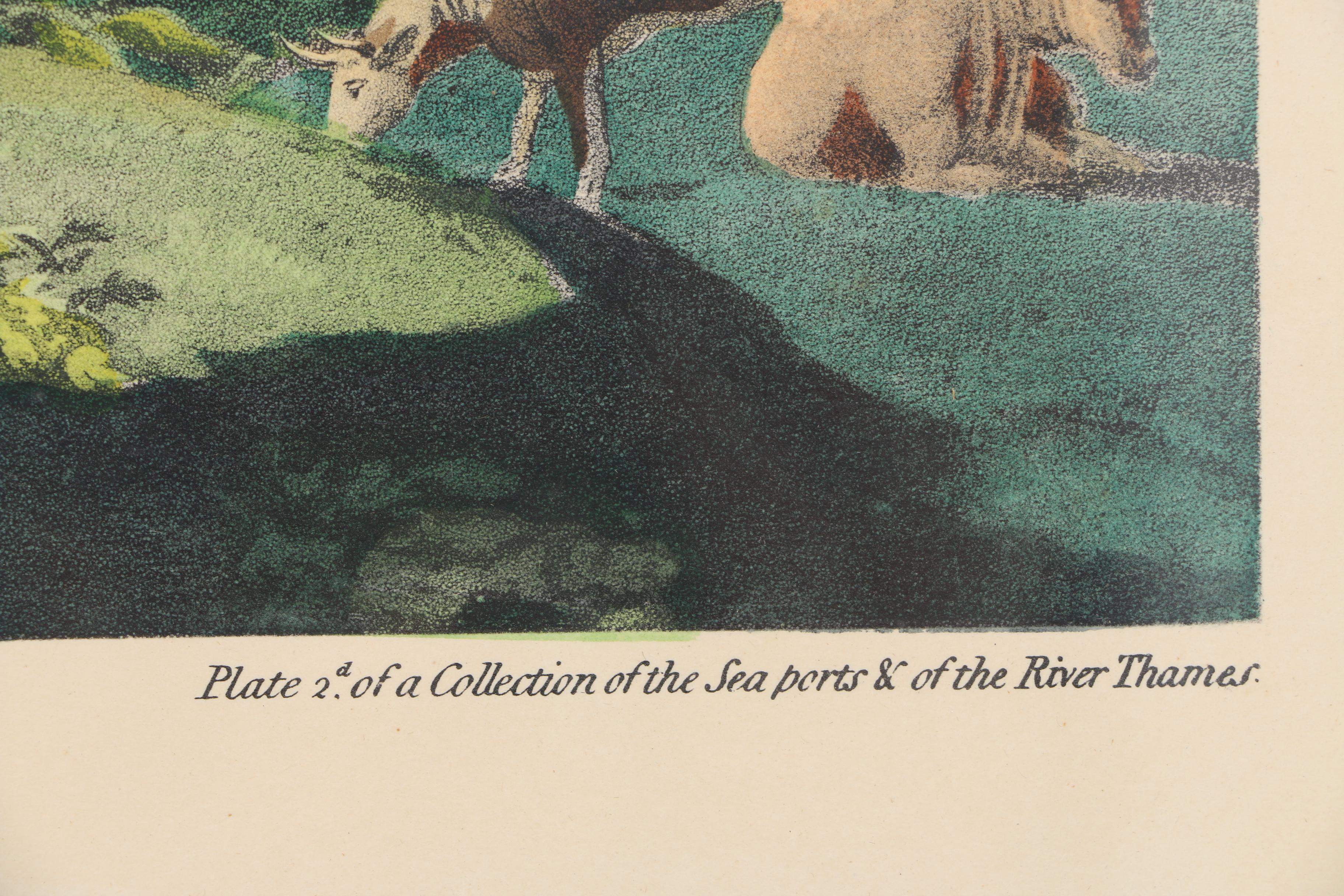 Robert Dodd Hand Colored Lithograph "View of the River & Shipping at Simehoute"