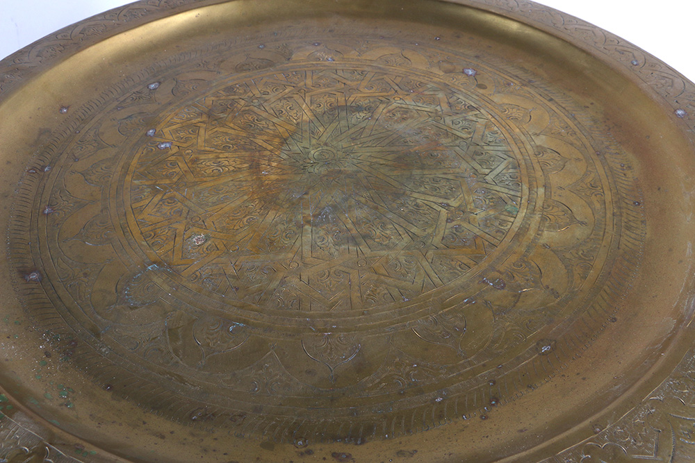 Vintage Oak Gate Leg Table With Brass Top