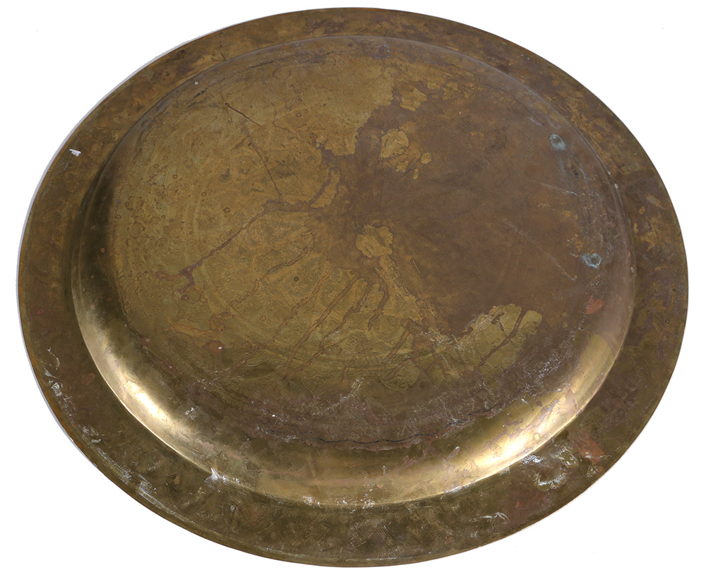 Vintage Oak Gate Leg Table With Brass Top