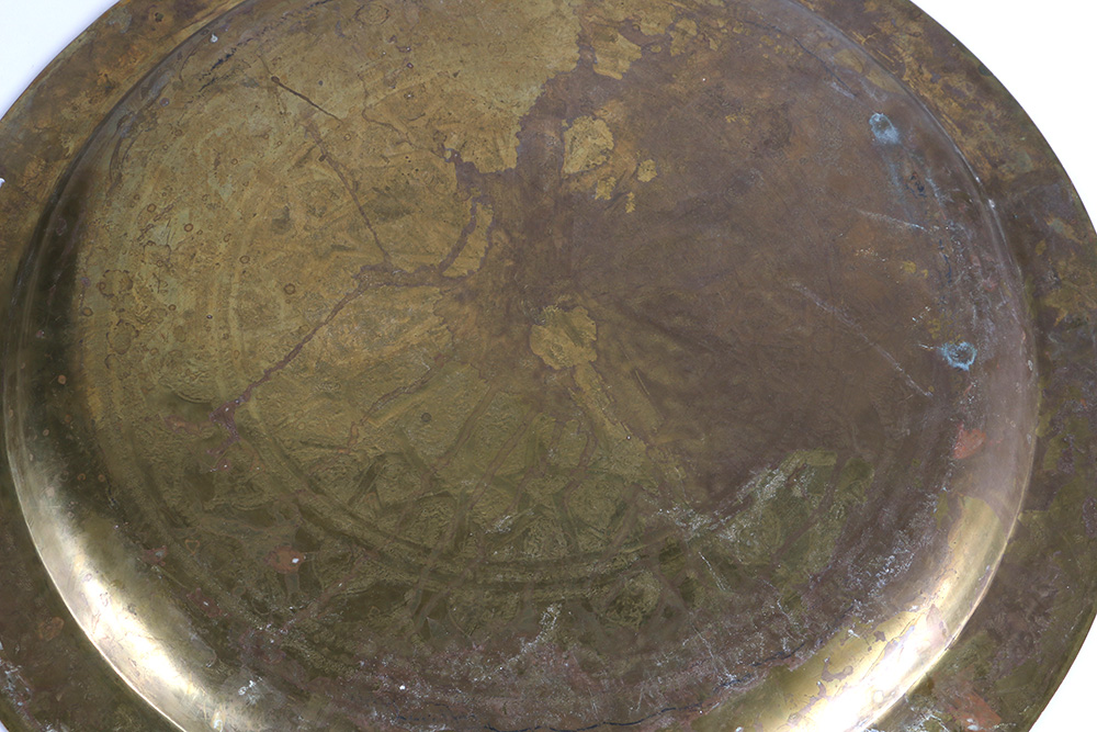 Vintage Oak Gate Leg Table With Brass Top