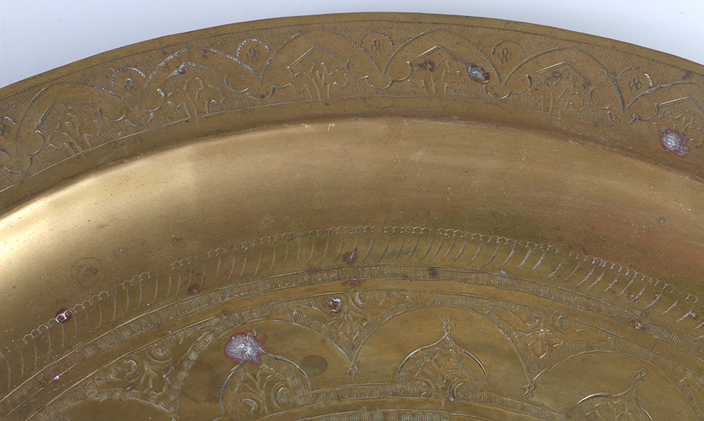 Vintage Oak Gate Leg Table With Brass Top