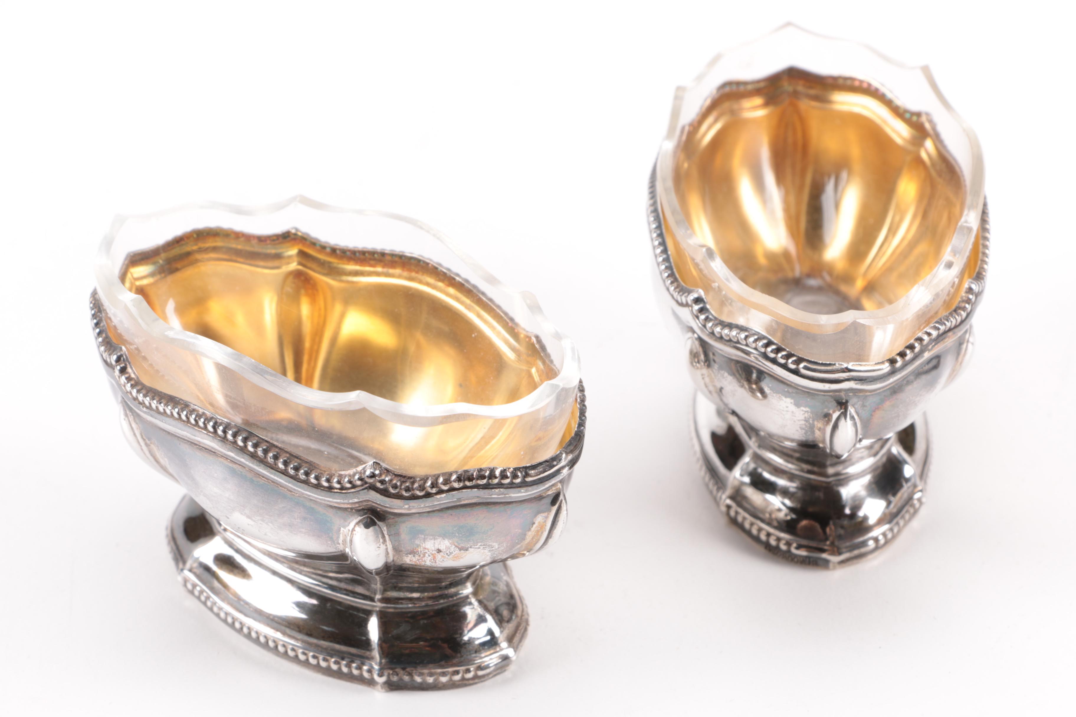 800 Silver Salt Cellars and Spoon