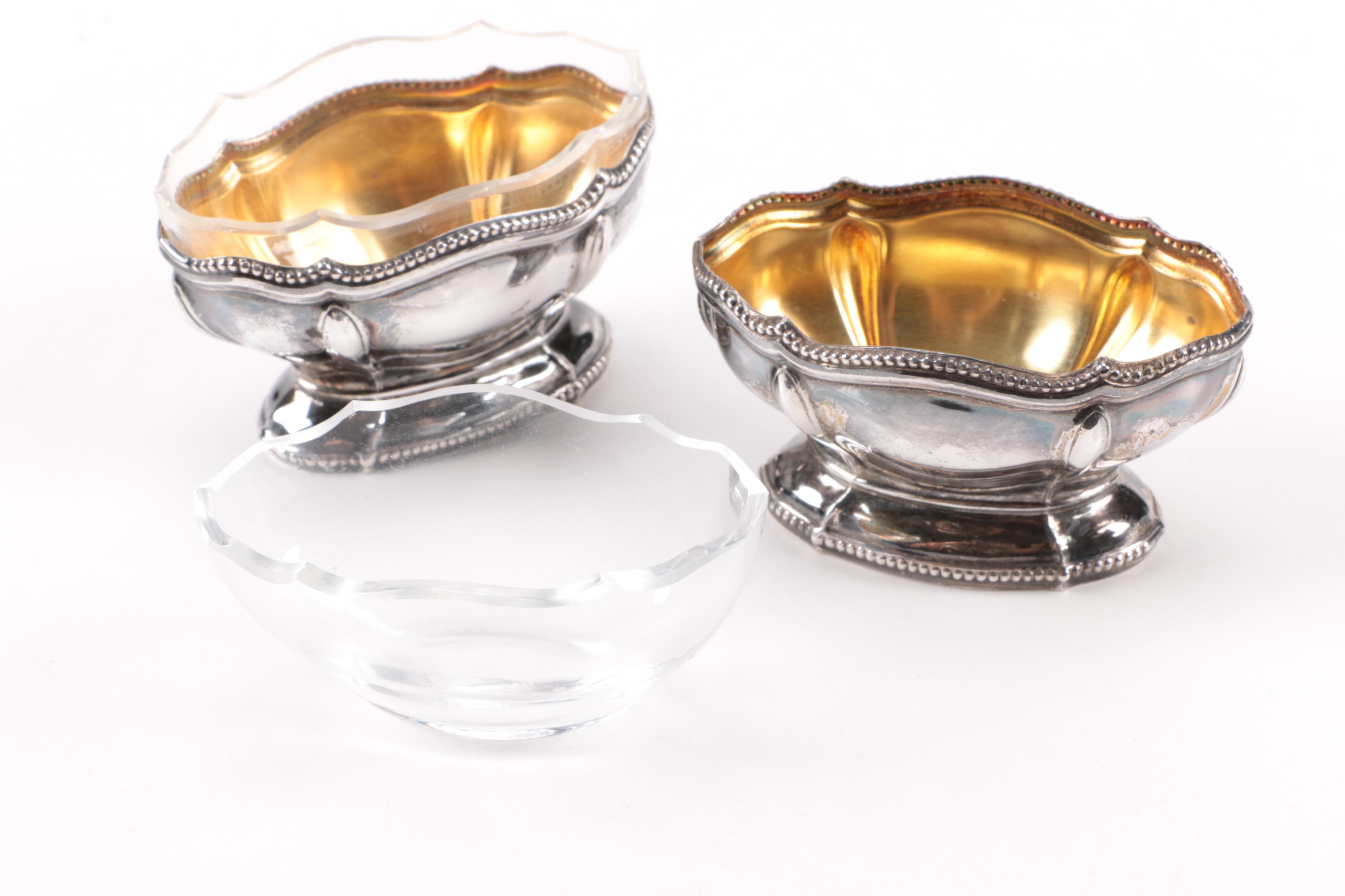 800 Silver Salt Cellars and Spoon