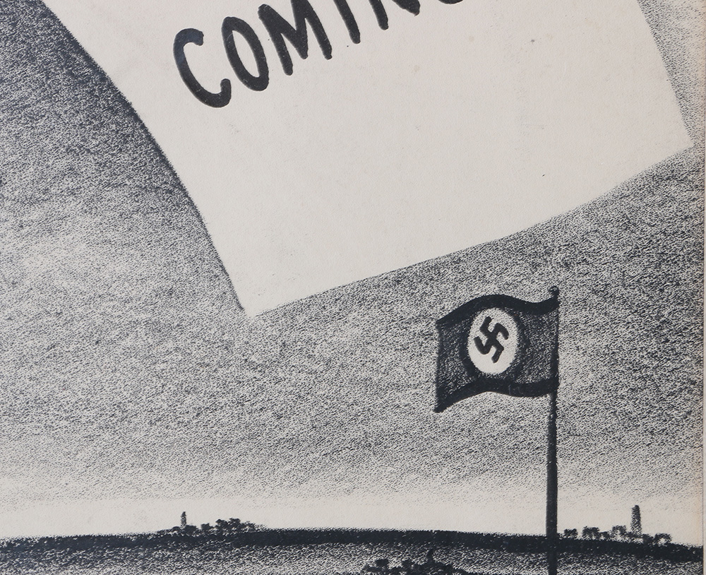 World War II Political Cartoon Lithograph Poster