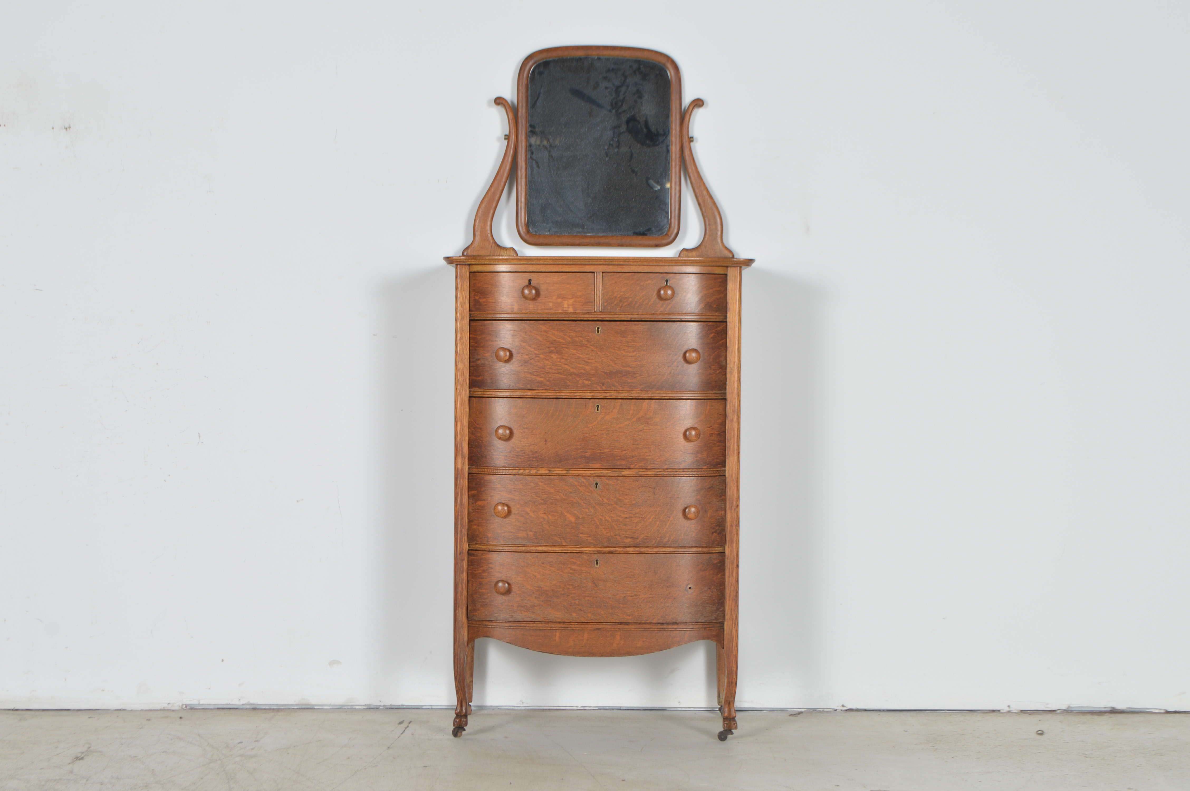 Vintage Tiger Oak Dresser with Mirror