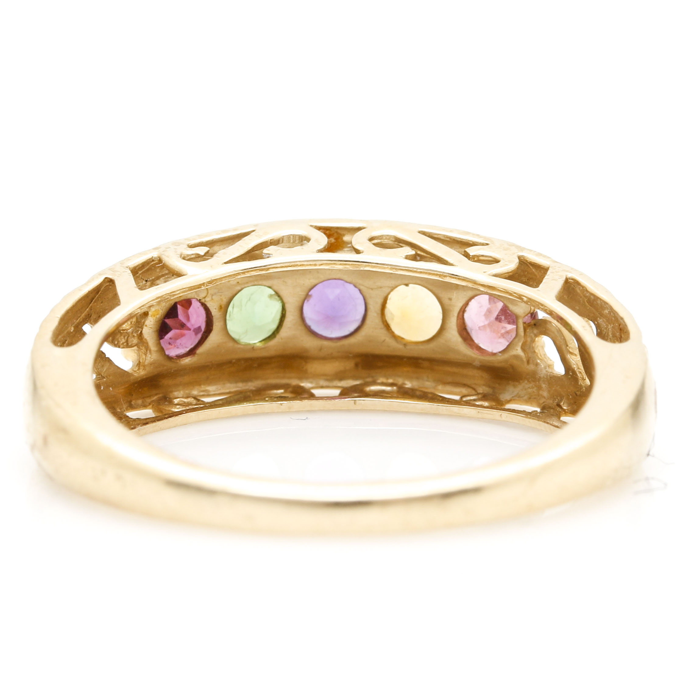 14K Yellow Gold Scrolled Gemstone Ring