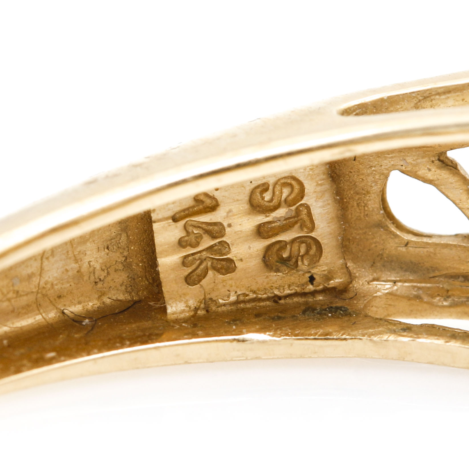 14K Yellow Gold Scrolled Gemstone Ring