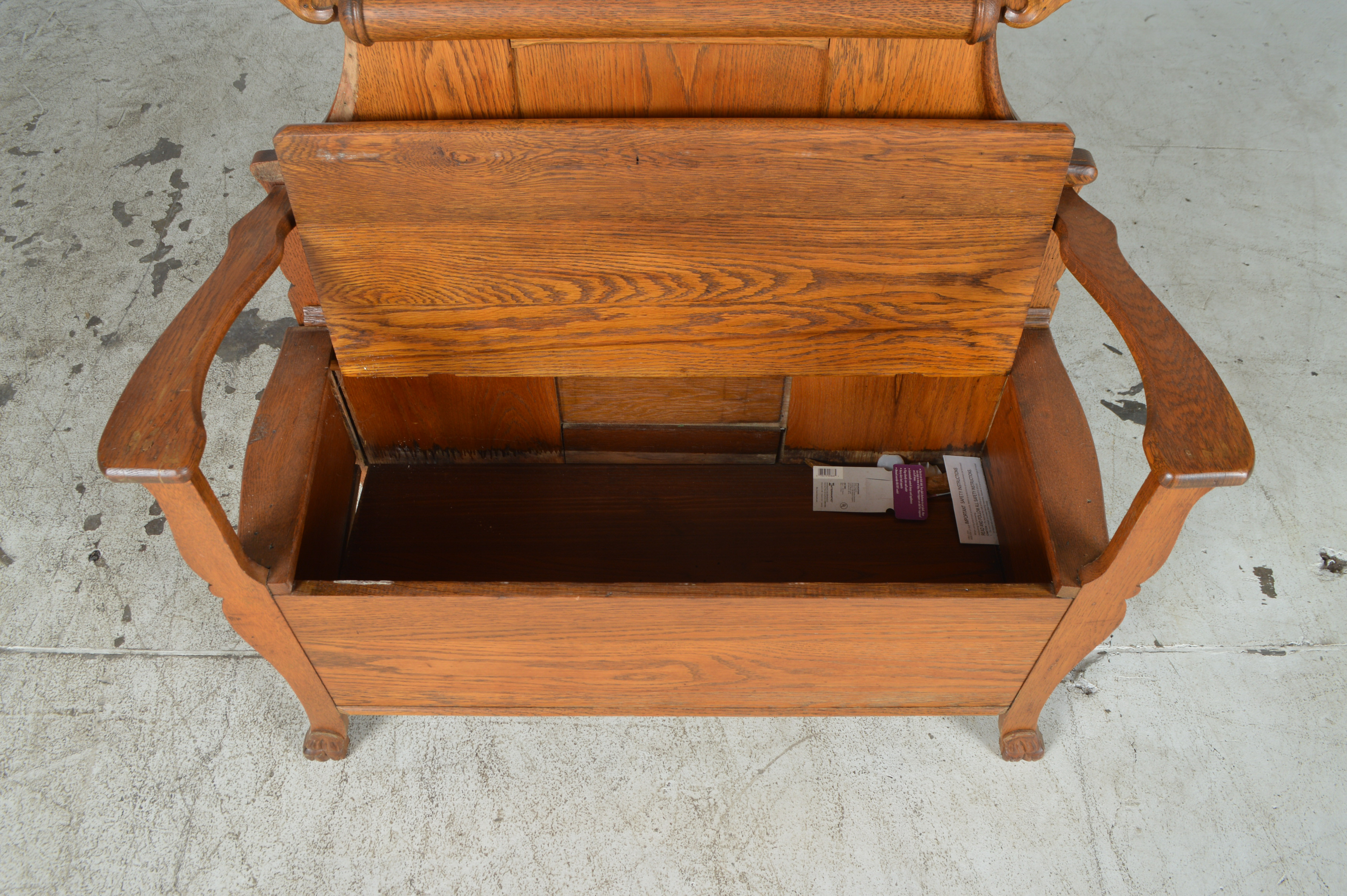 Vintage Oak Hall Tree with Storage Bench