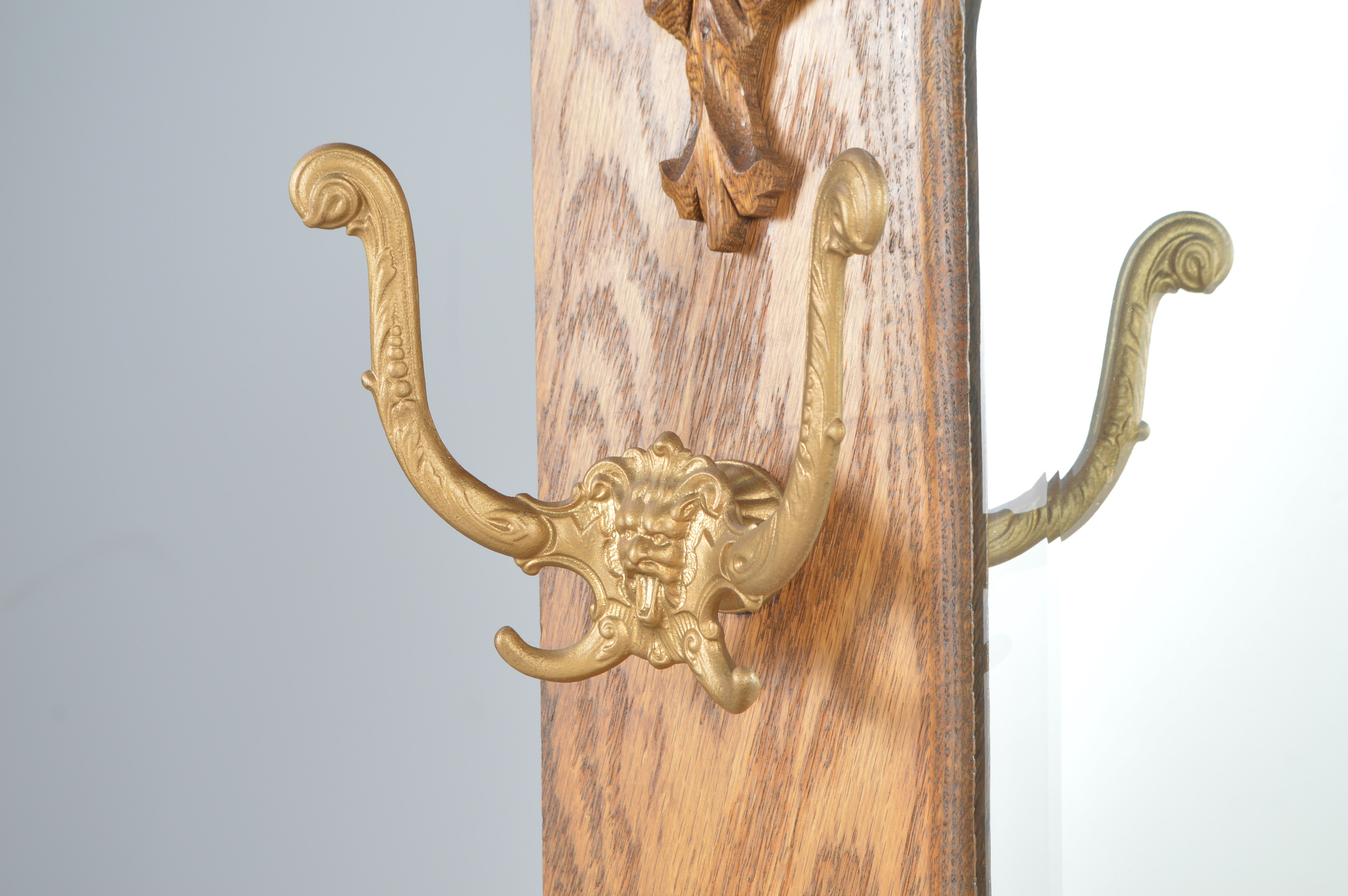 Vintage Oak Hall Tree with Storage Bench