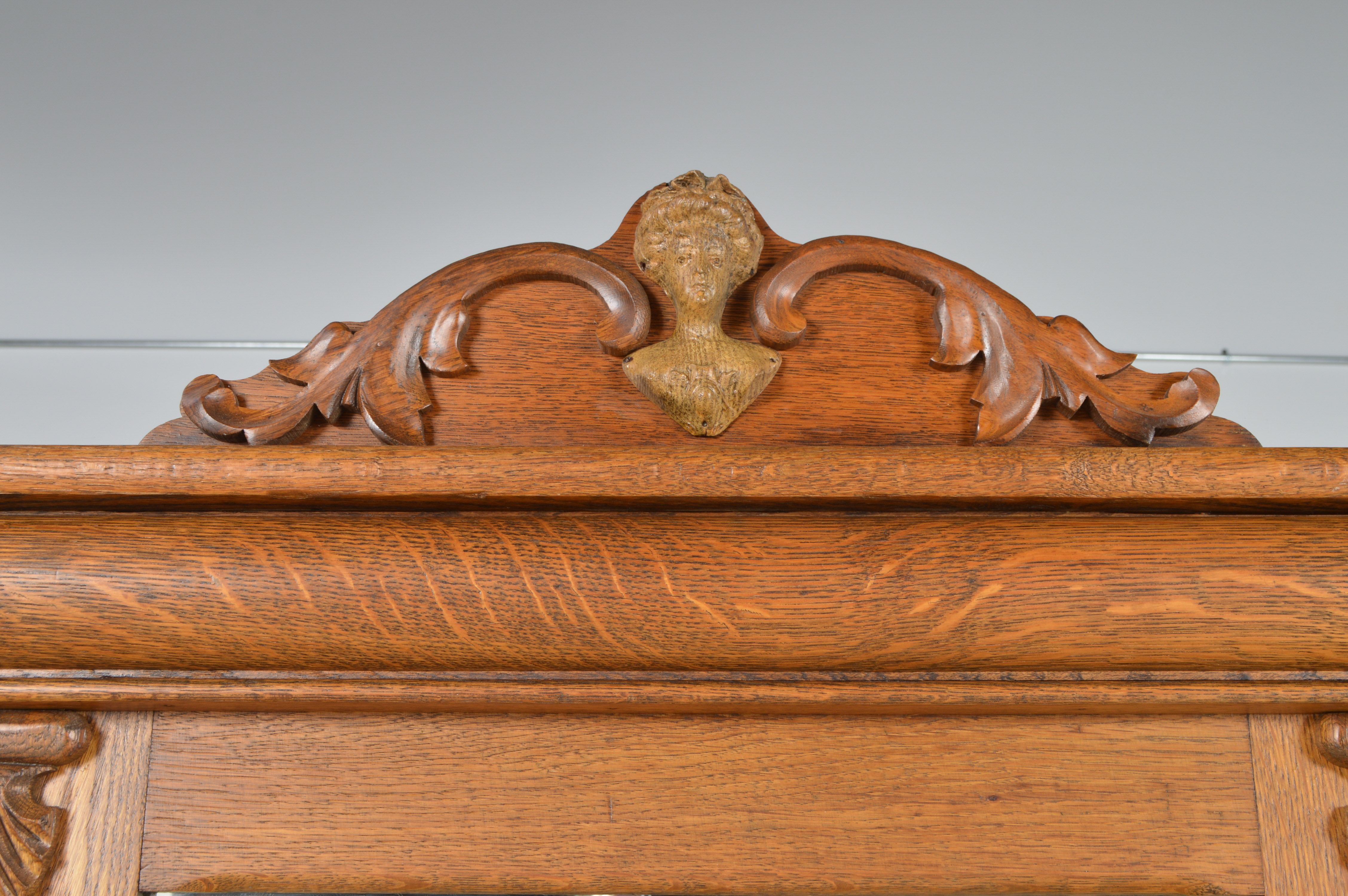 Vintage Oak Hall Tree with Storage Bench