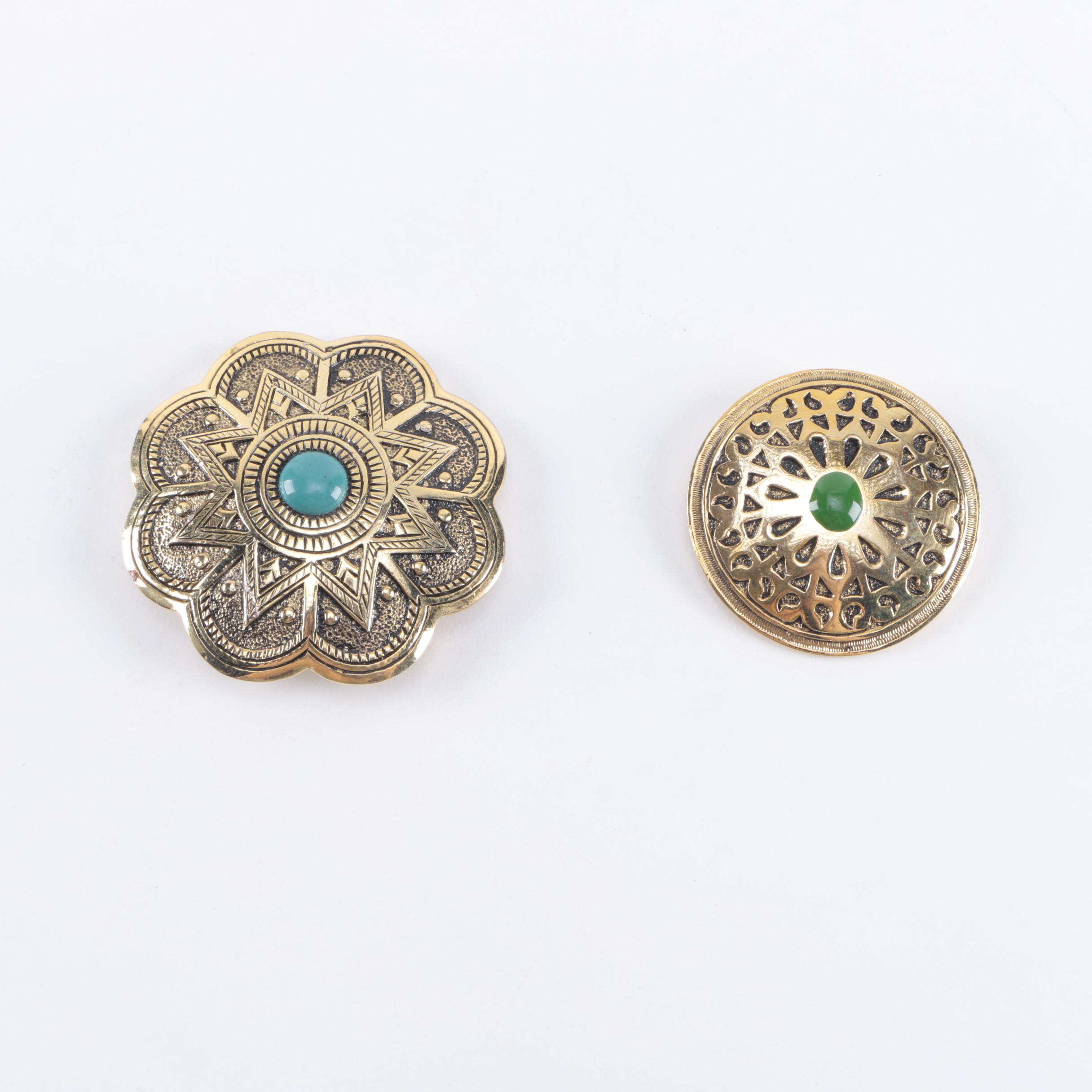 Gold-Tone Costume Jewelry Including Belt Buckles