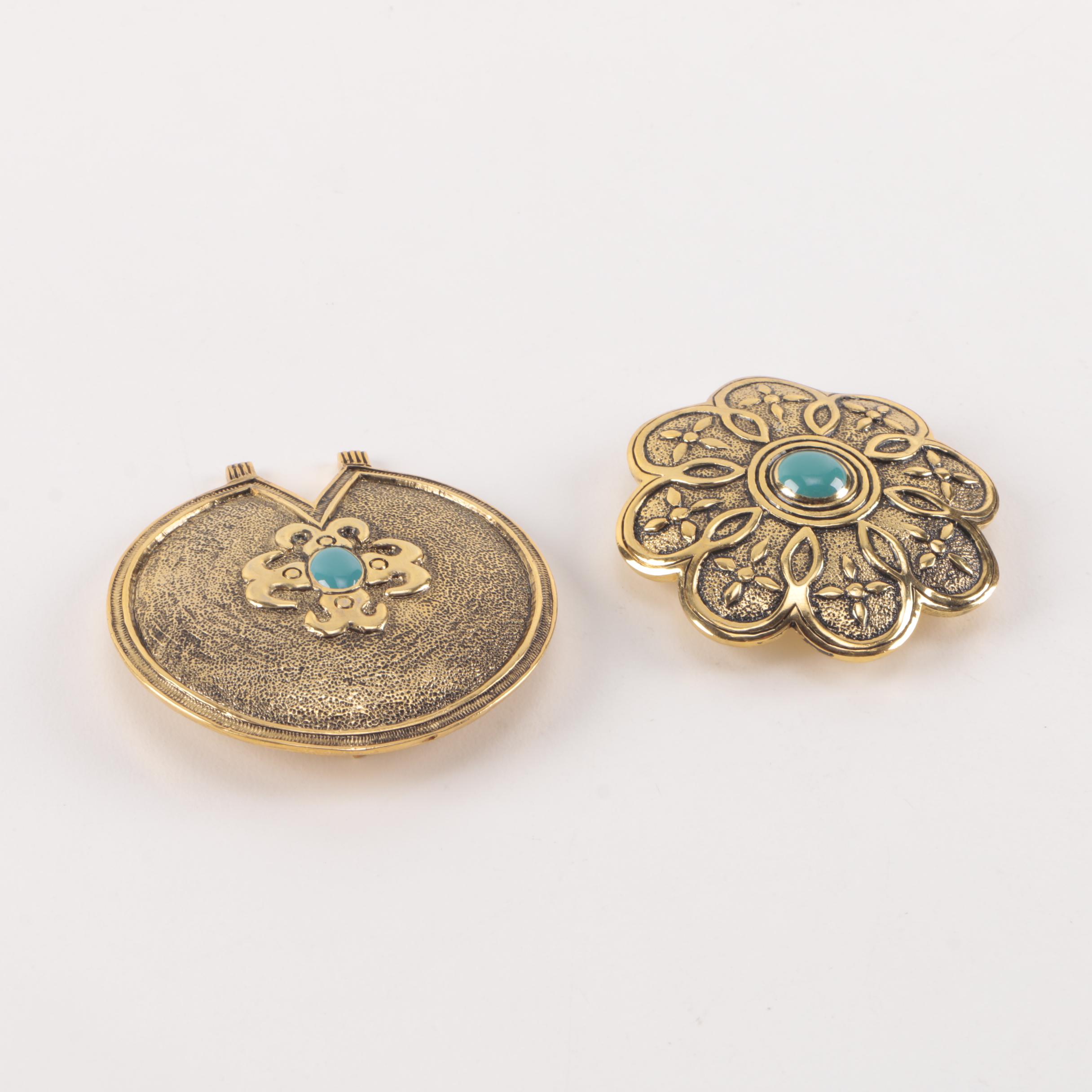 Gold-Tone Costume Jewelry Including Belt Buckles