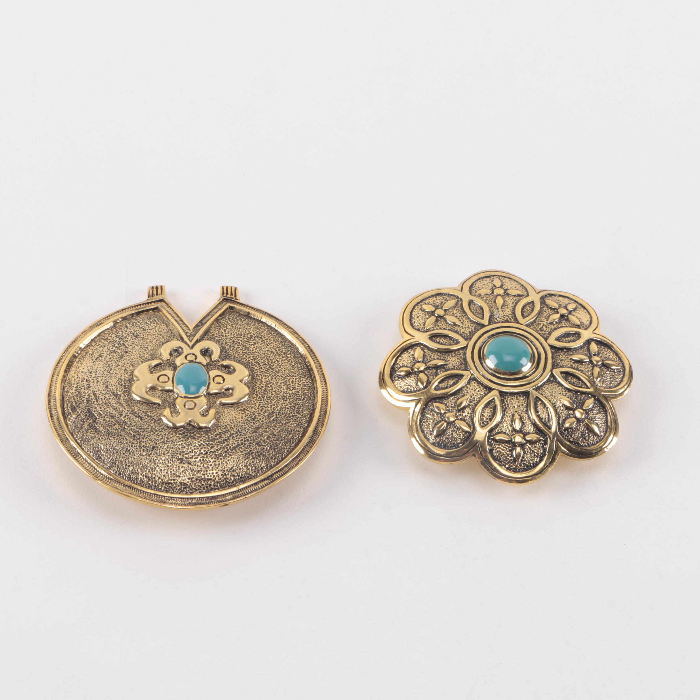 Gold-Tone Costume Jewelry Including Belt Buckles