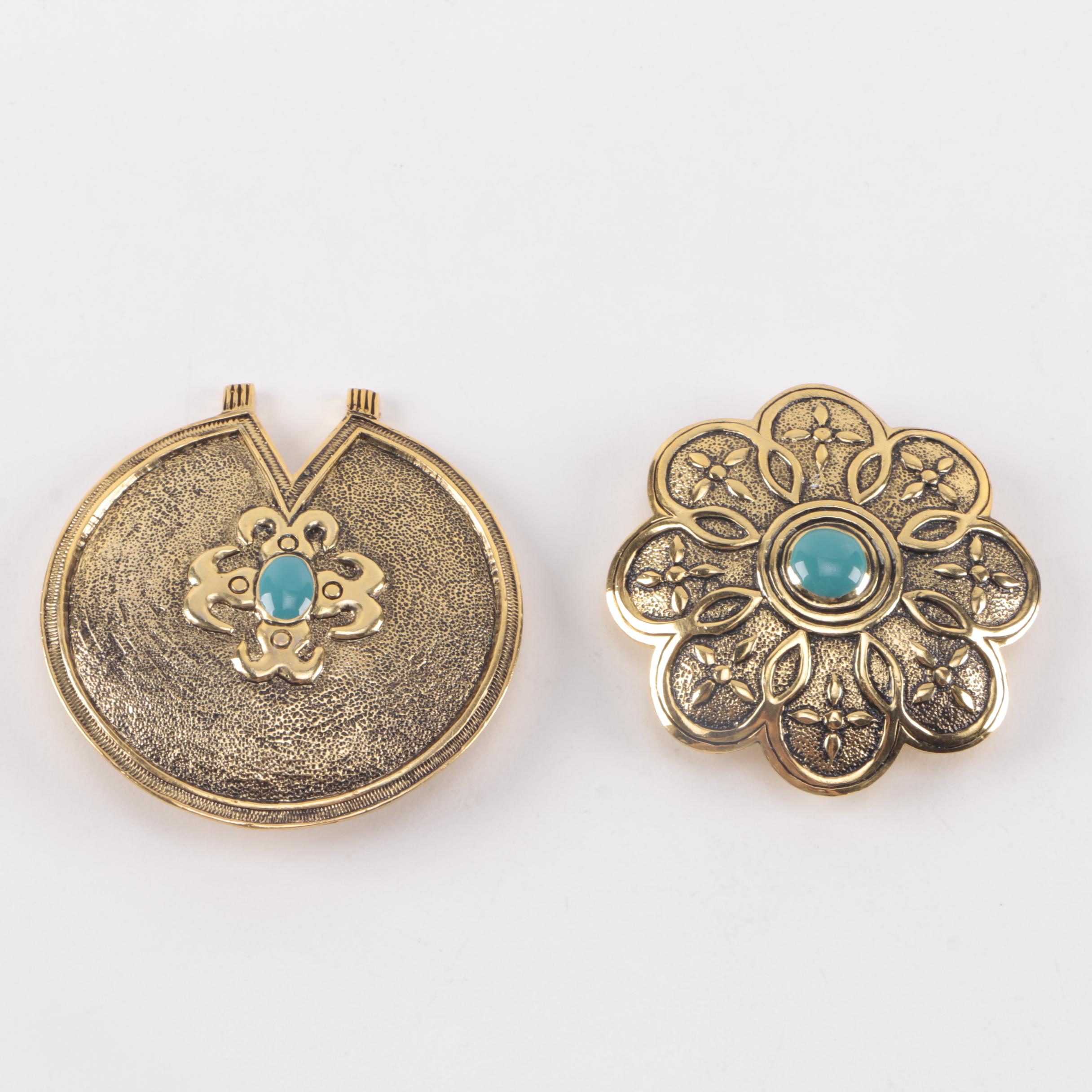 Gold-Tone Costume Jewelry Including Belt Buckles