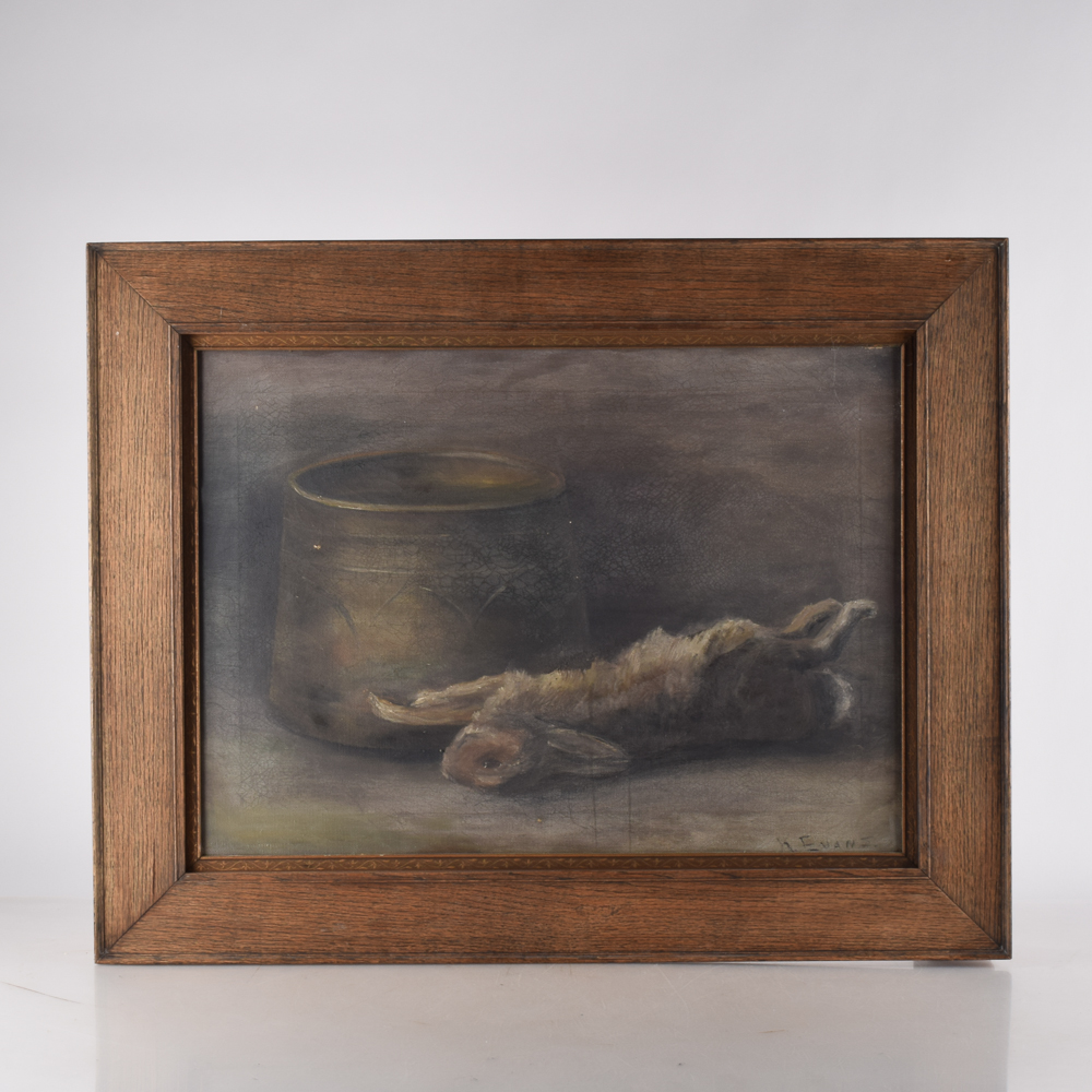 K. Evans Original Signed Nature Morte Oil on Canvas