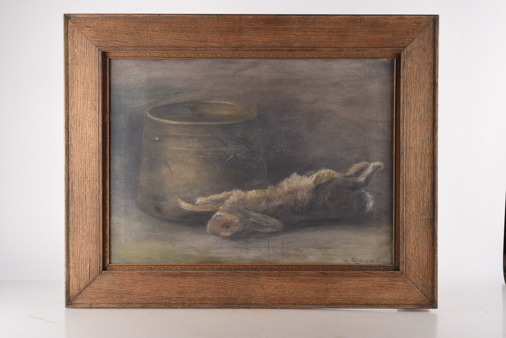 K. Evans Original Signed Nature Morte Oil on Canvas