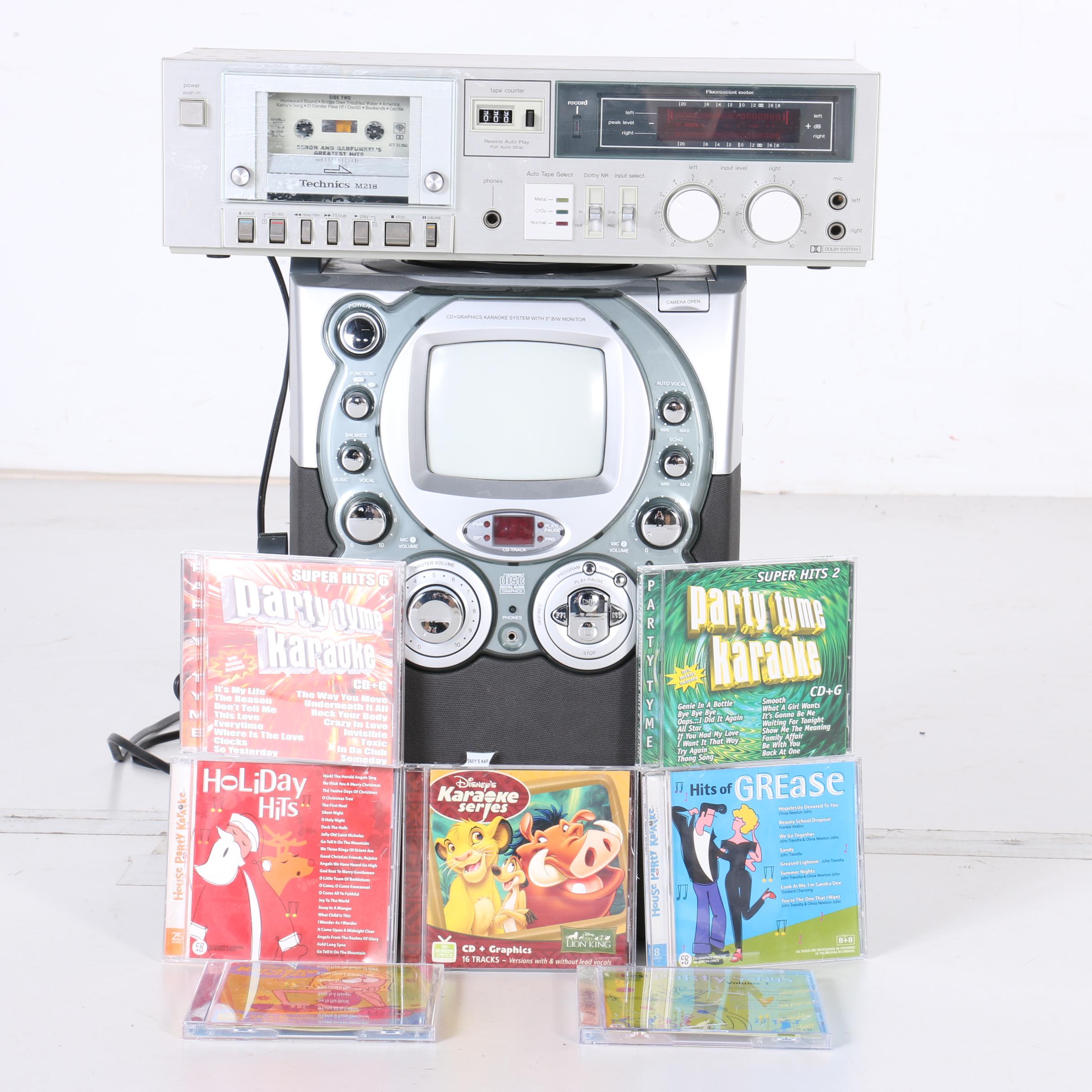 1980's Technics RS-M218 Stereo Cassette Tape Deck and Karaoke Machine