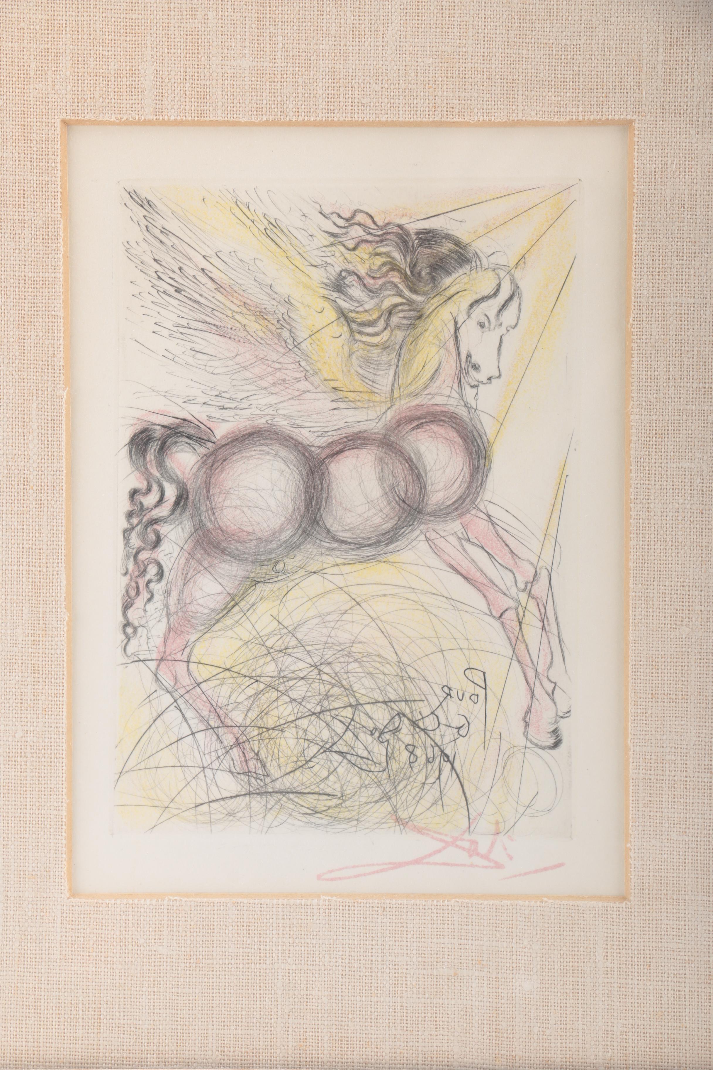 Restrike Etching After Salvador Dali "Pegasus" with Facsimile Signature