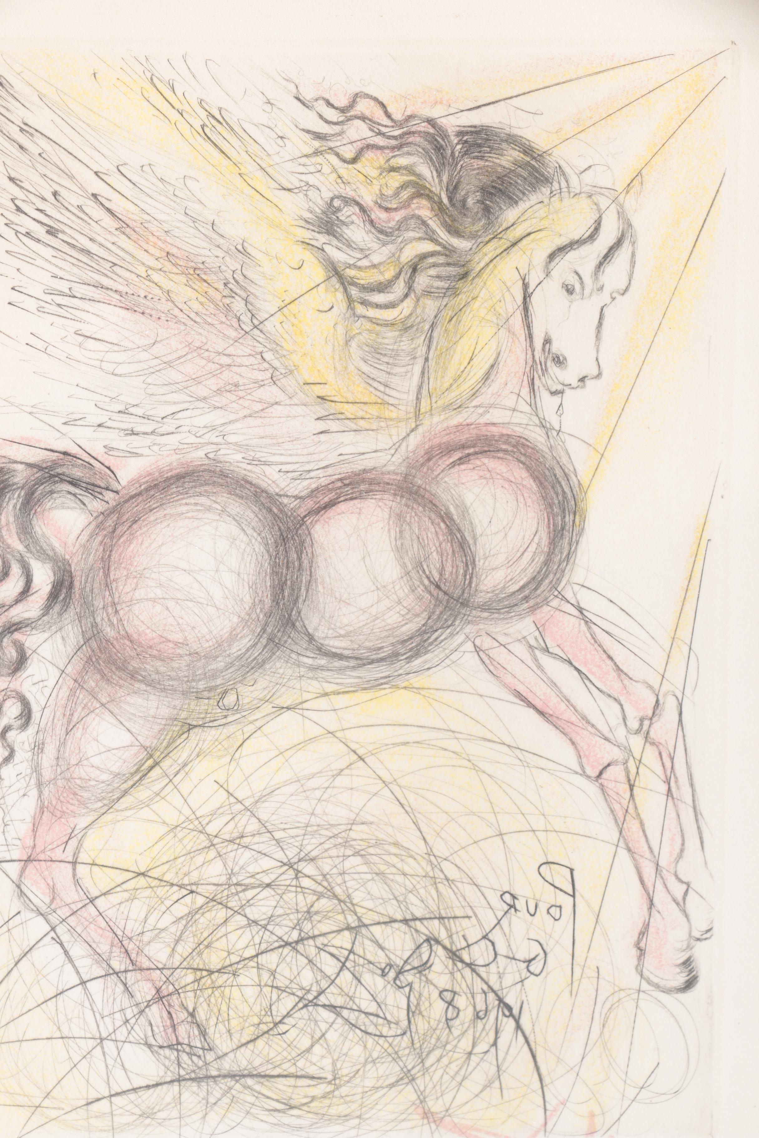 Restrike Etching After Salvador Dali "Pegasus" with Facsimile Signature