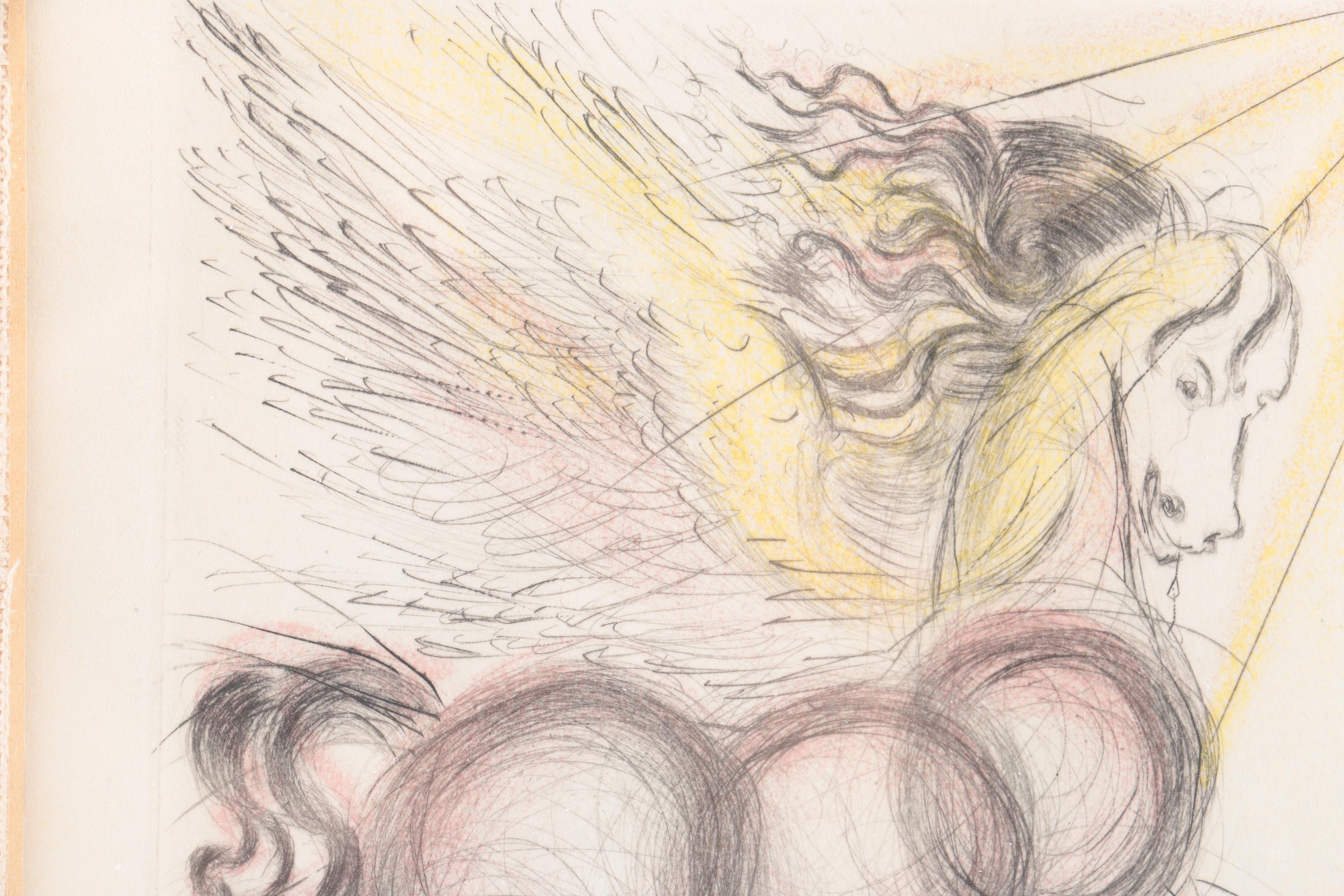 Restrike Etching After Salvador Dali "Pegasus" with Facsimile Signature