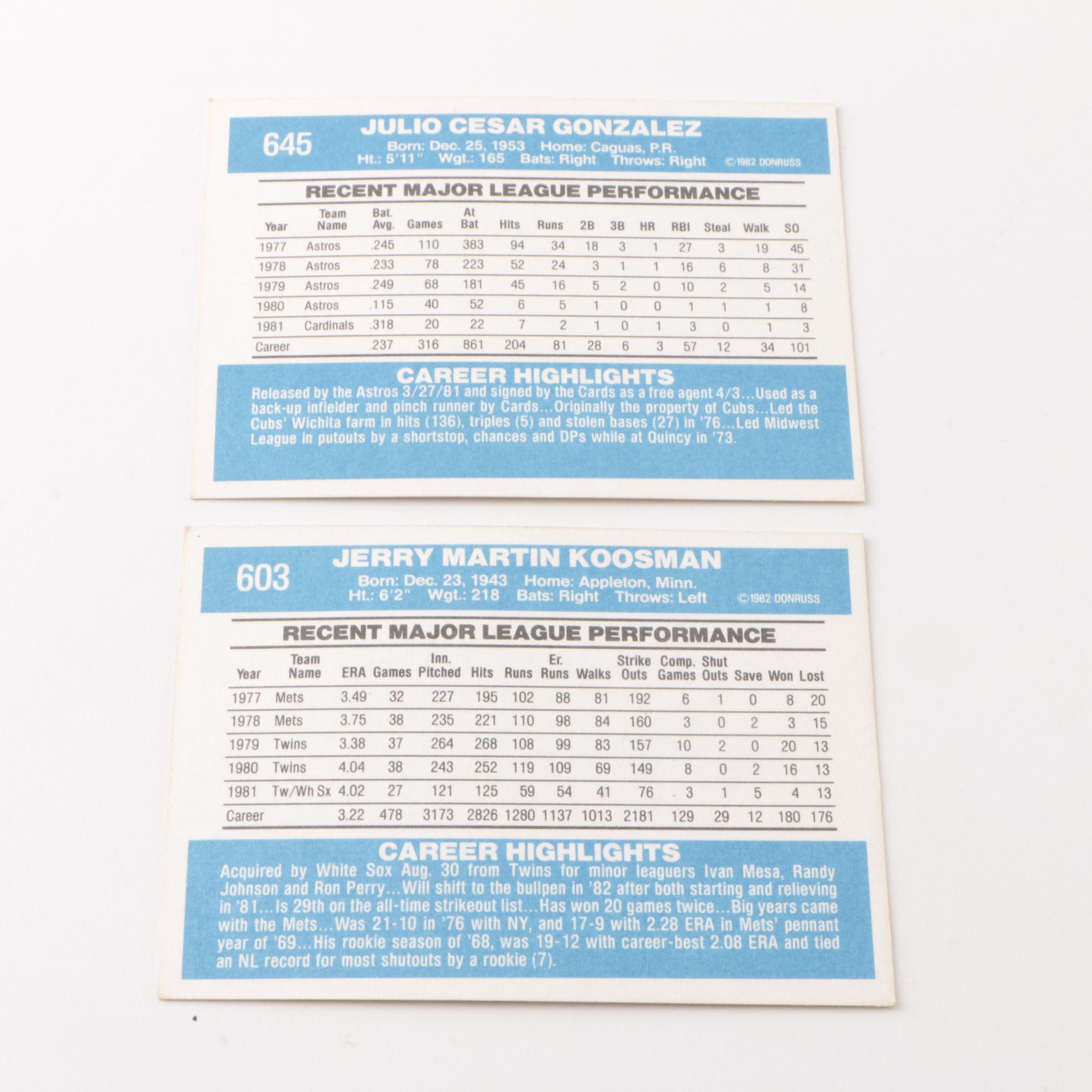 1982 Donruss Baseball Cards