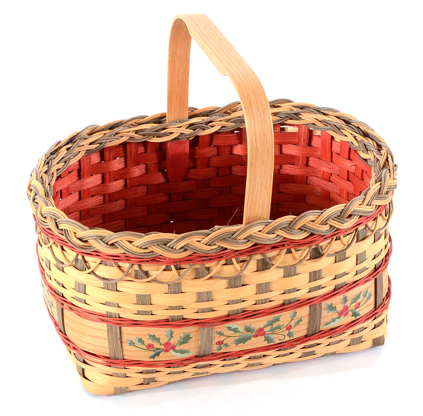 Two Hand Woven Baskets with Painted Detail
