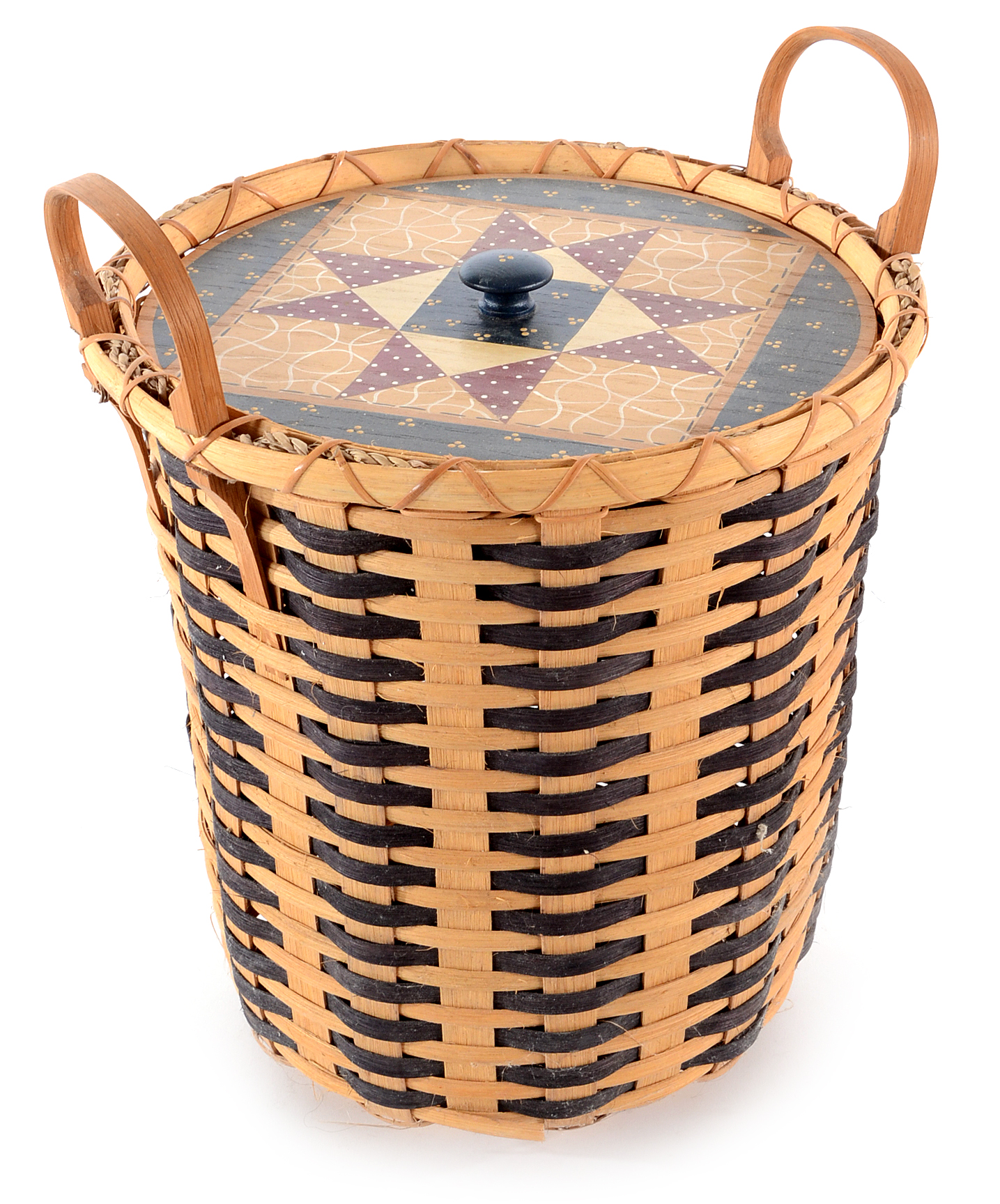 Two Hand Woven Baskets with Painted Detail
