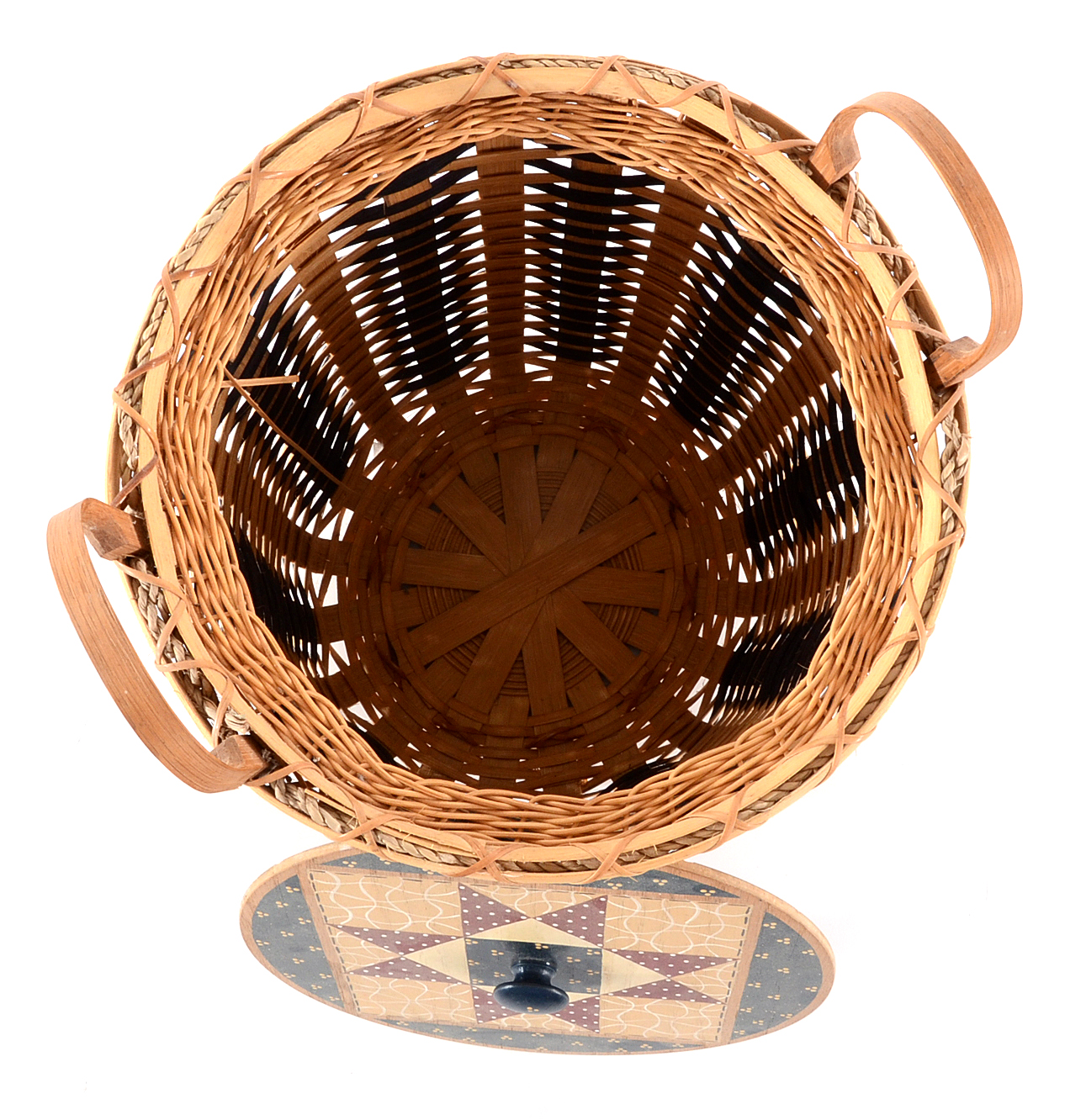 Two Hand Woven Baskets with Painted Detail