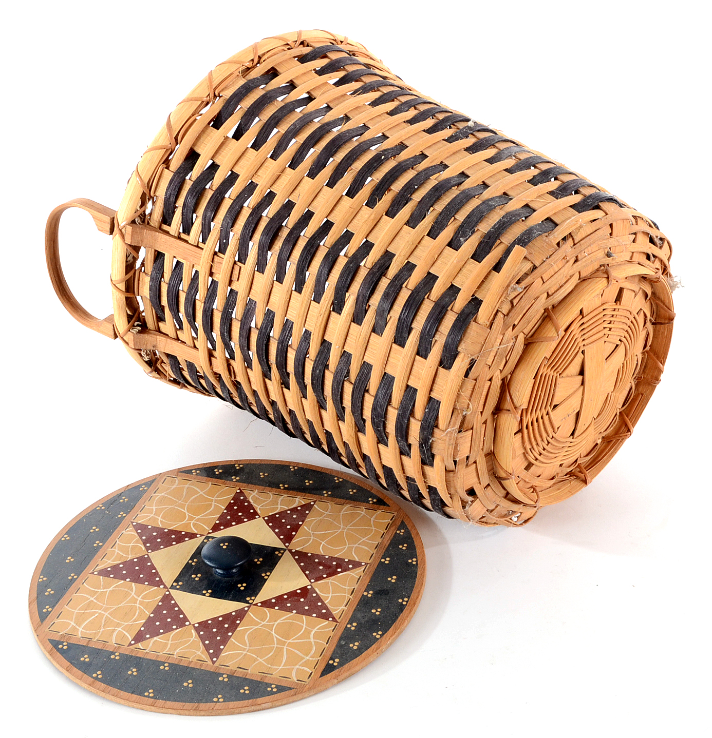 Two Hand Woven Baskets with Painted Detail