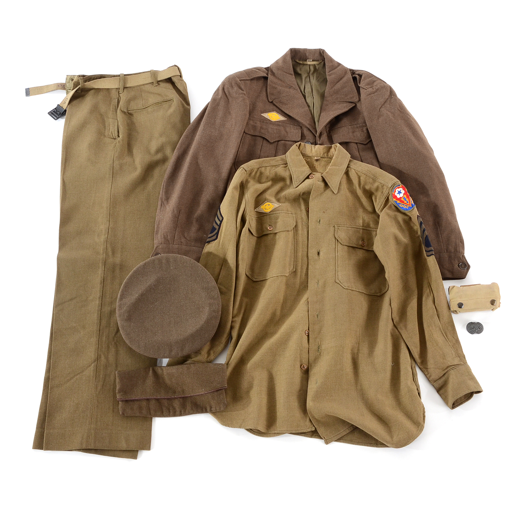 WWII Era Army Uniforms and Portable First Aid Kit