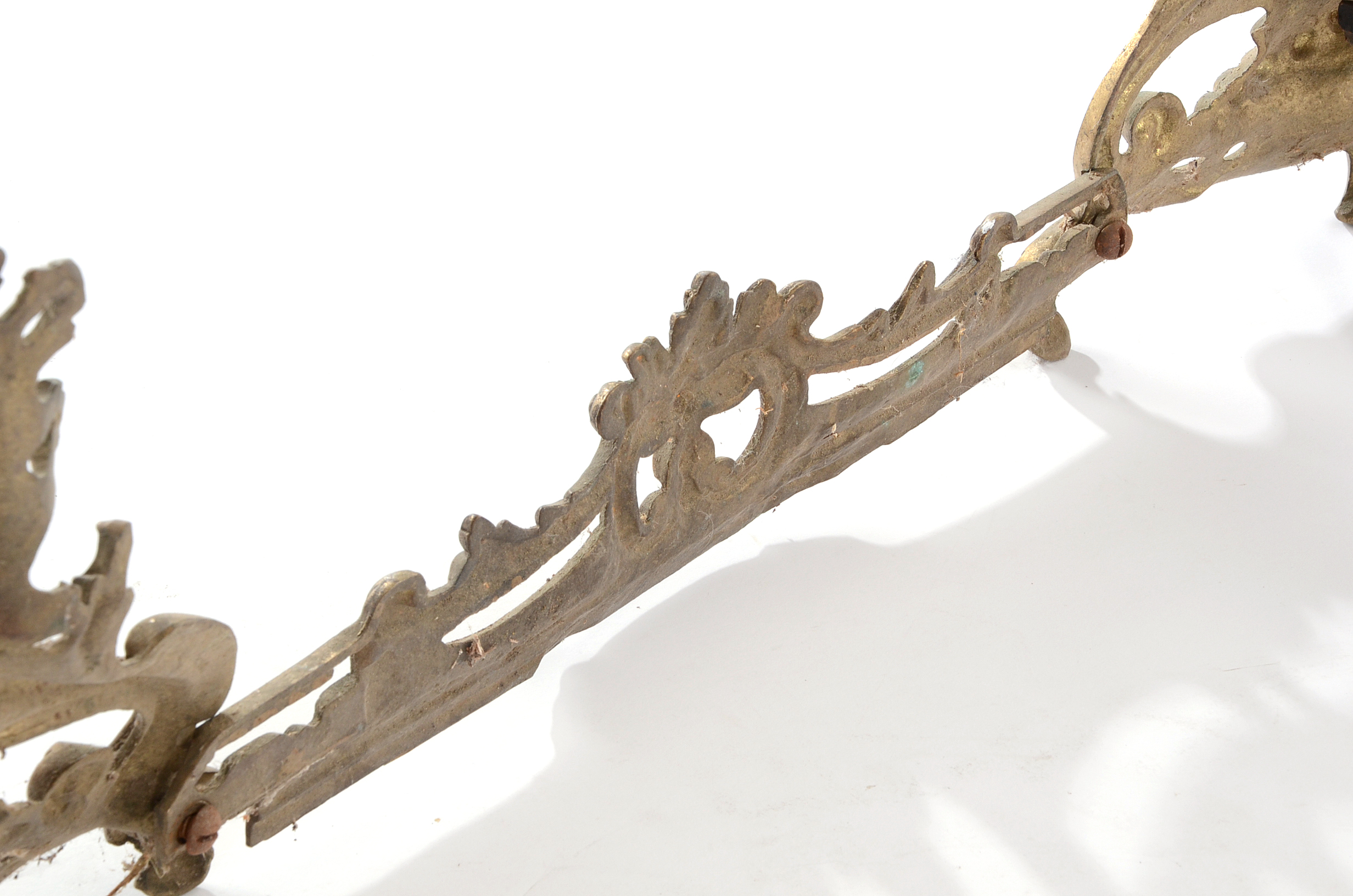 Brass Rococo Andiron and Fender Set