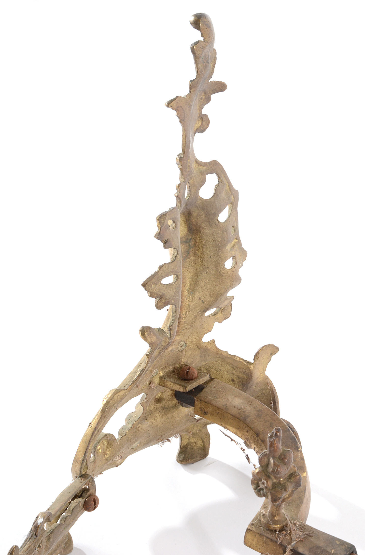 Brass Rococo Andiron and Fender Set