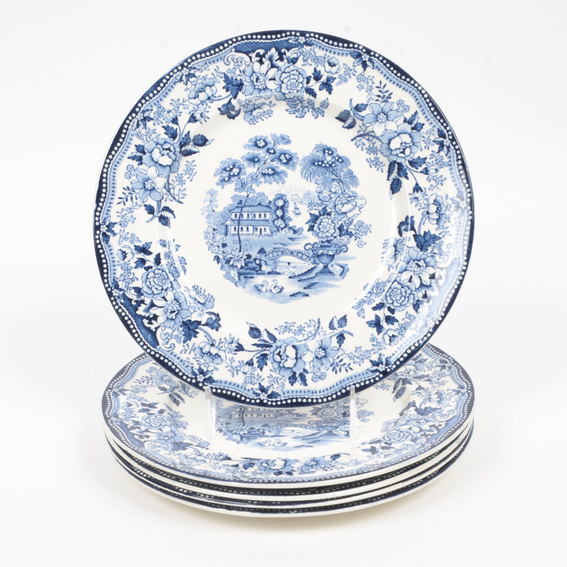 Royal Staffordshire "Tonquin" Plates Decorated by Clarice Cliff