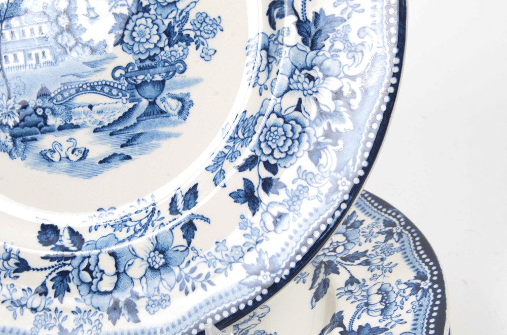 Royal Staffordshire "Tonquin" Plates Decorated by Clarice Cliff
