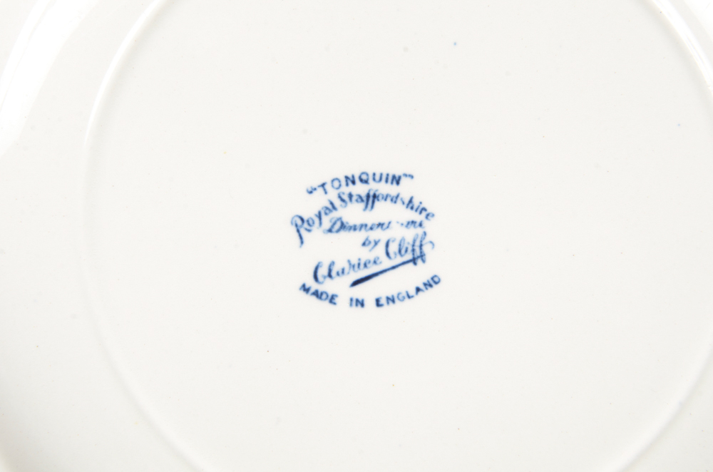 Royal Staffordshire "Tonquin" Plates Decorated by Clarice Cliff