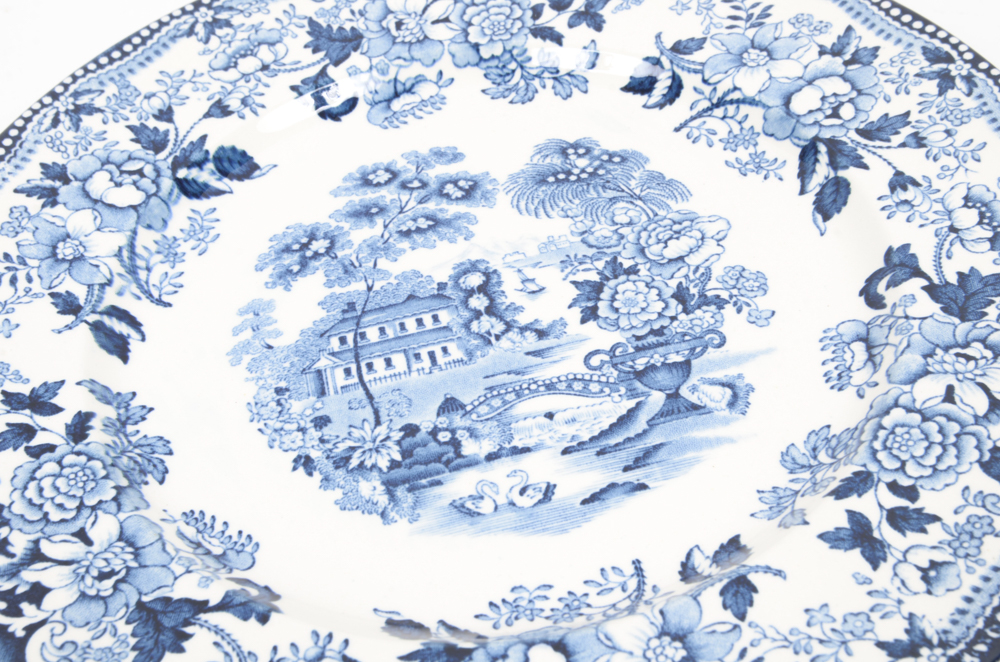 Royal Staffordshire "Tonquin" Plates Decorated by Clarice Cliff