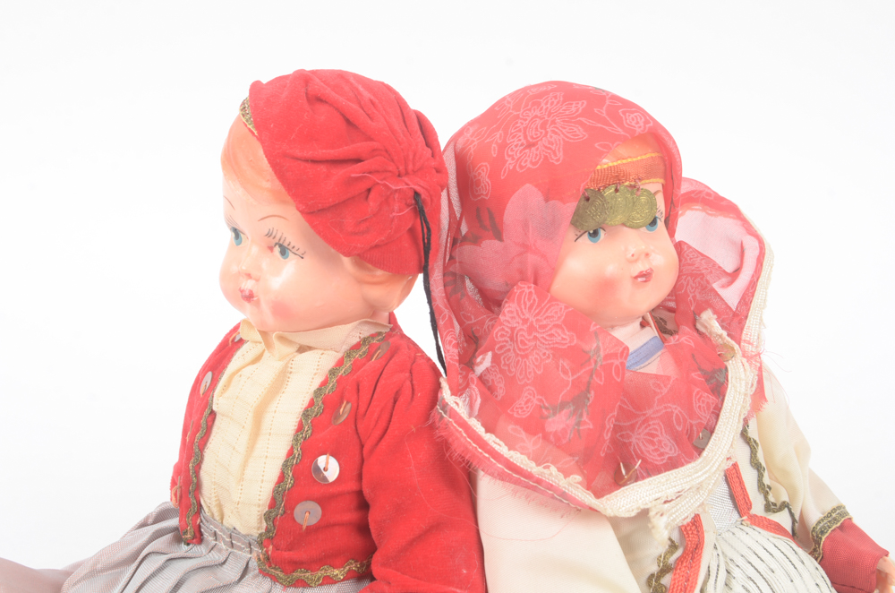 Plastic Dolls with Slavic Style Clothing