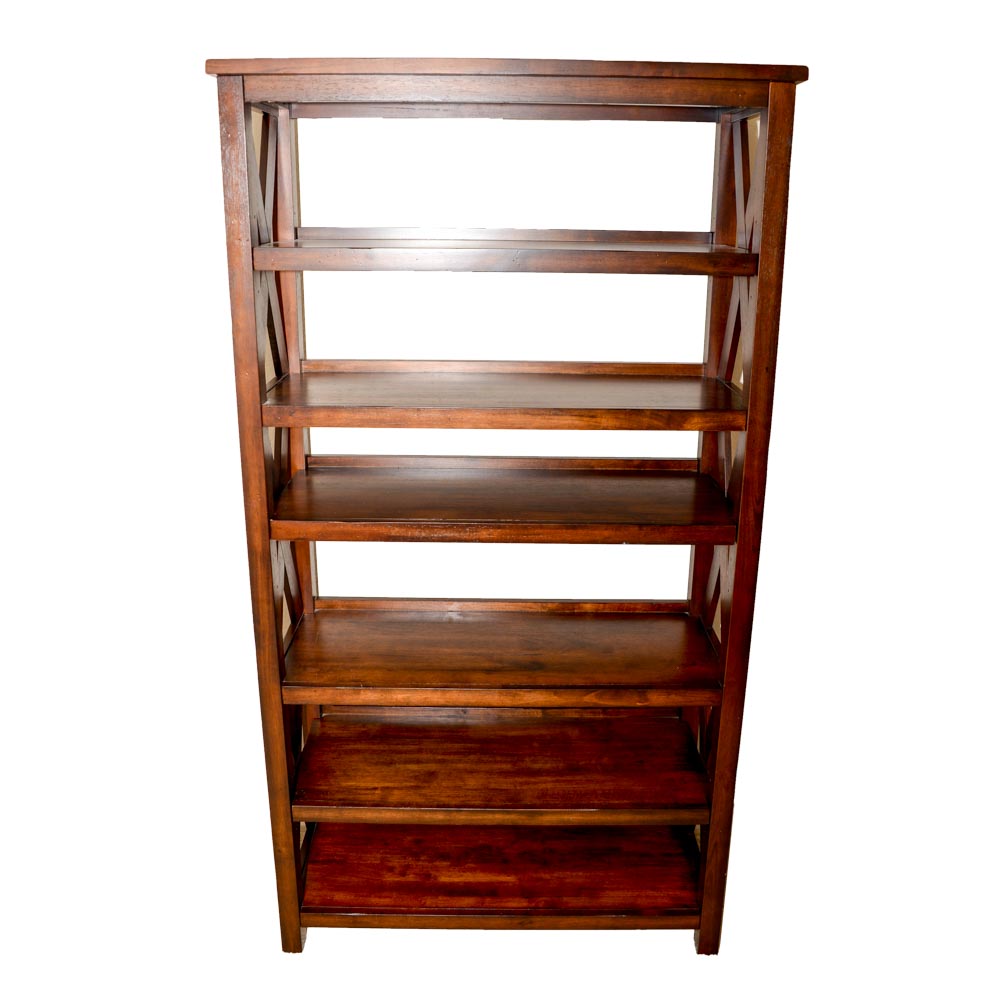 Six-Shelf Wooden Bookcase