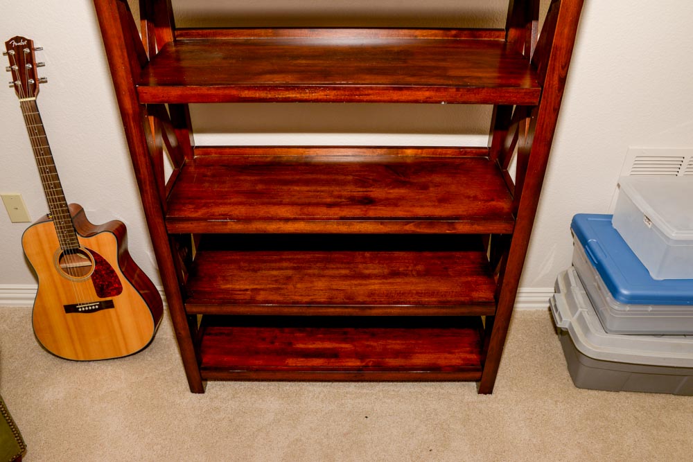 Six-Shelf Wooden Bookcase