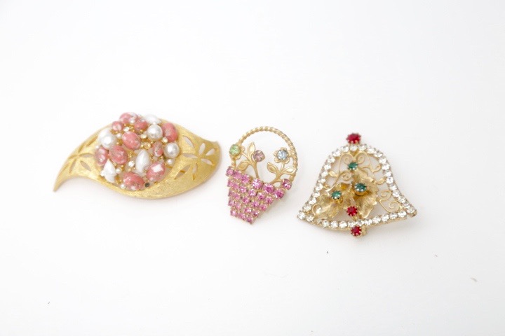 Colorful Pins and Brooches Including Trifari