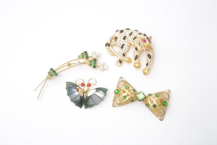 Colorful Pins and Brooches Including Trifari