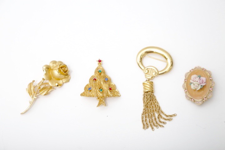 Colorful Pins and Brooches Including Trifari