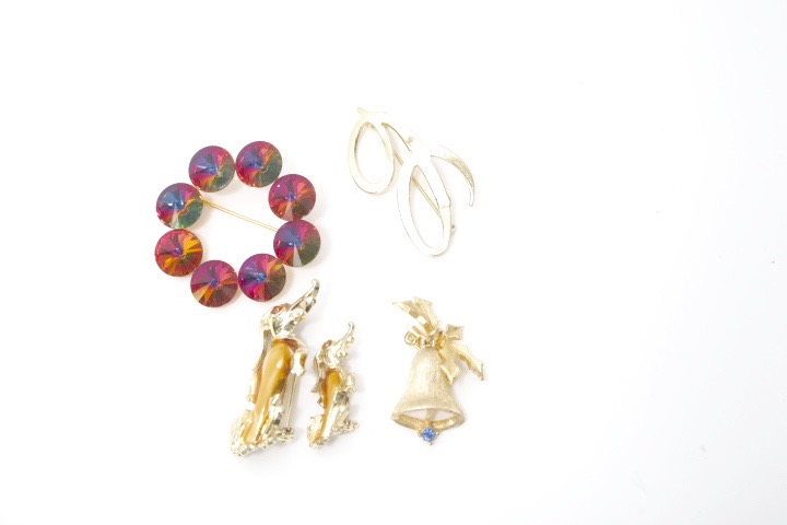 Colorful Pins and Brooches Including Trifari