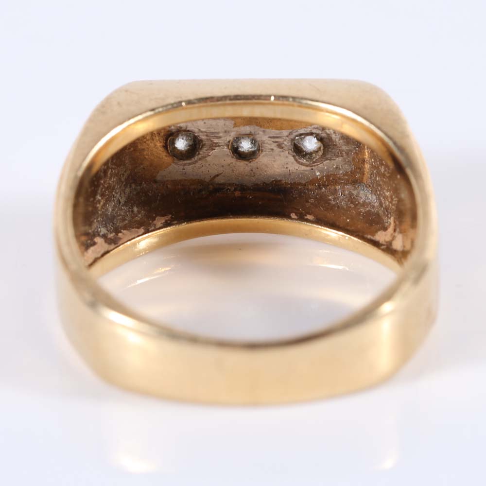 14K Yellow Gold Three-Stone Diamond Ring