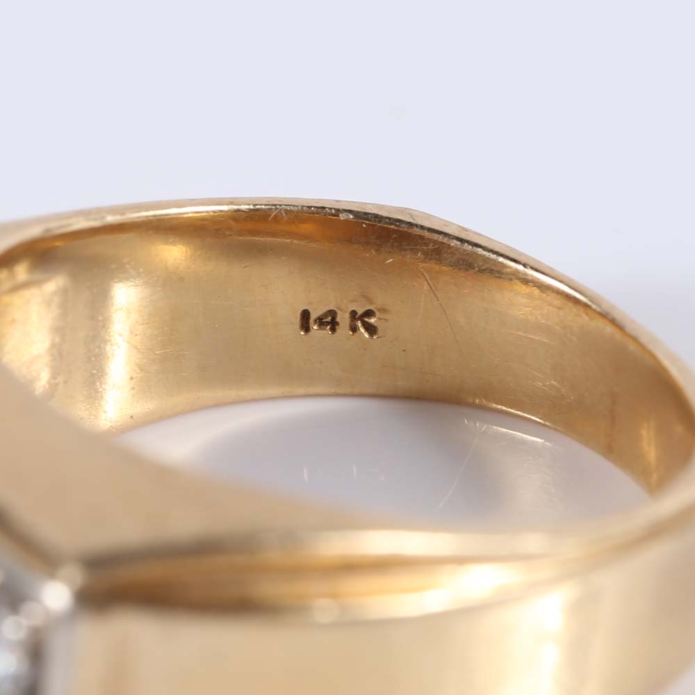 14K Yellow Gold Three-Stone Diamond Ring