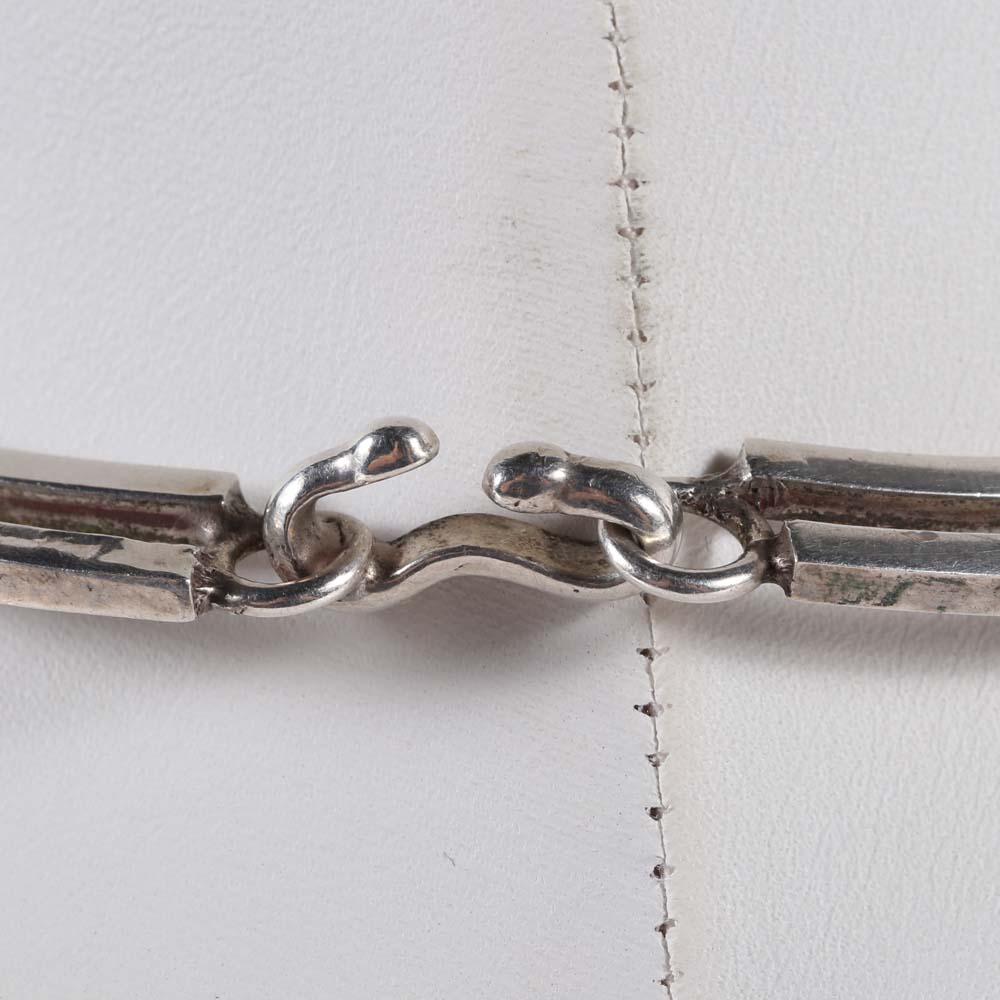 Talleres de Los Ballesteros of Taxco Mexico Sterling Silver Festoon Choker with Turquoise Teardrops