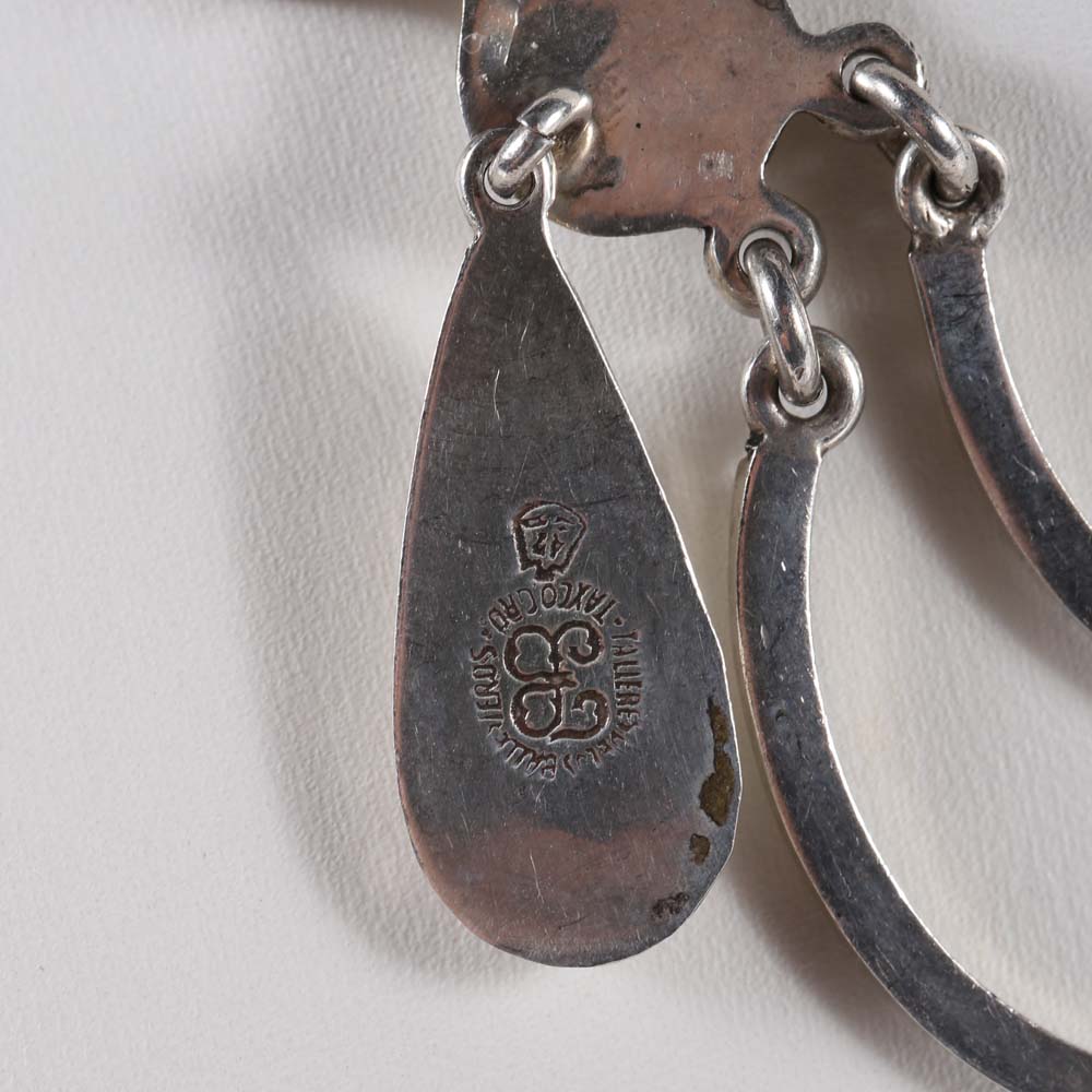 Talleres de Los Ballesteros of Taxco Mexico Sterling Silver Festoon Choker with Turquoise Teardrops